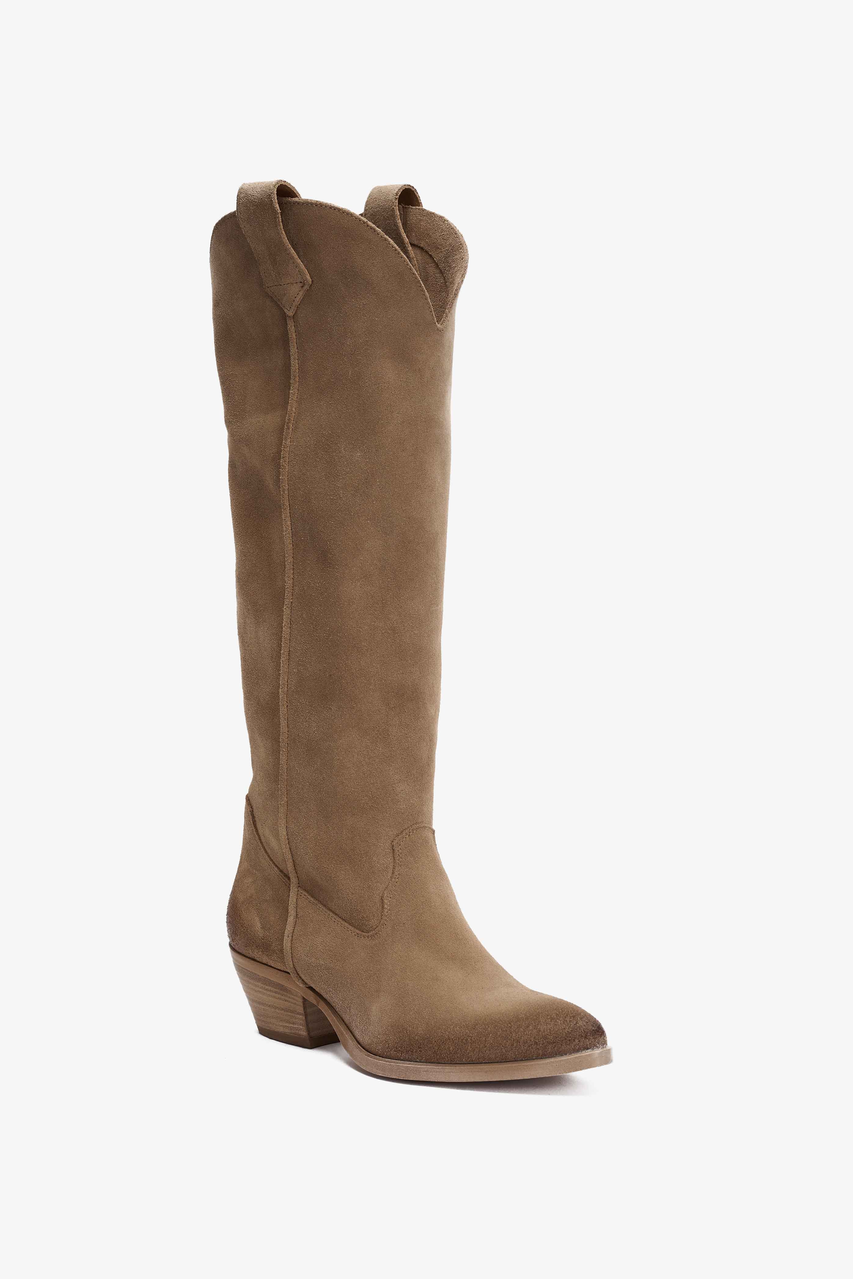 Stivale Texano in Camoscio Fango - Duna