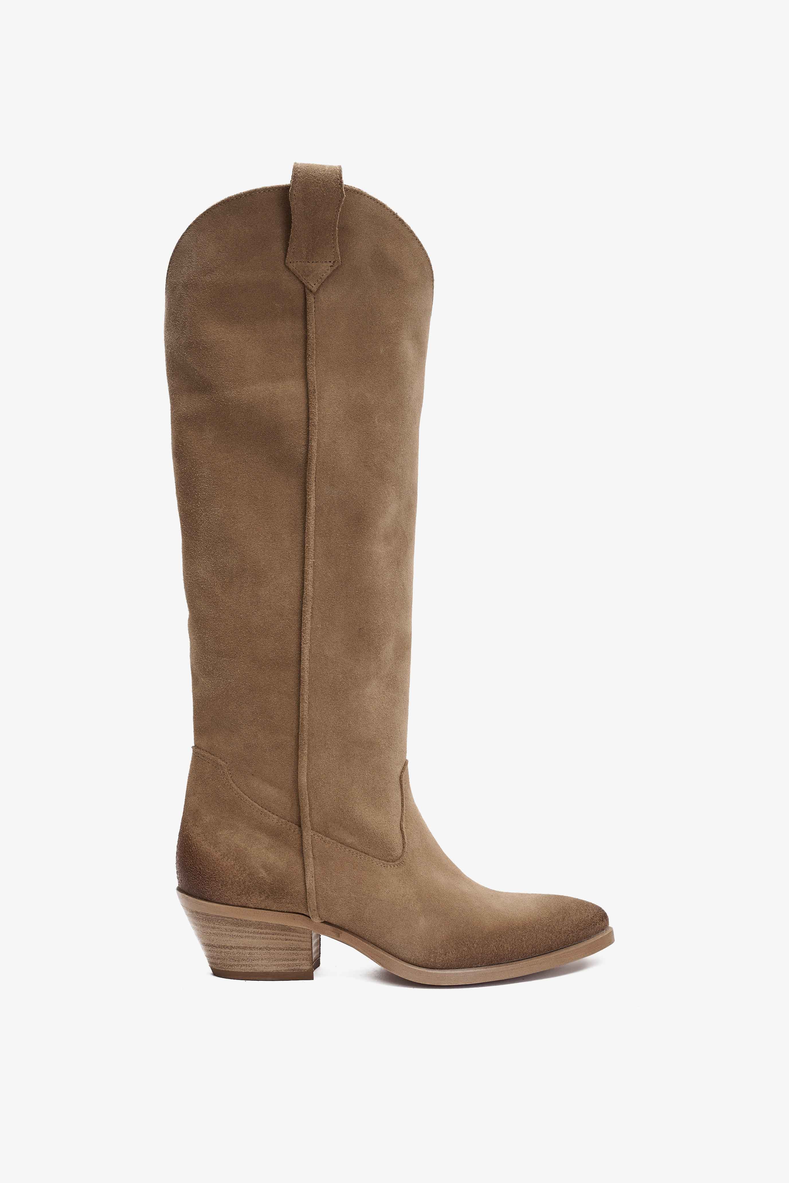 Stivale Texano in Camoscio Fango - Duna