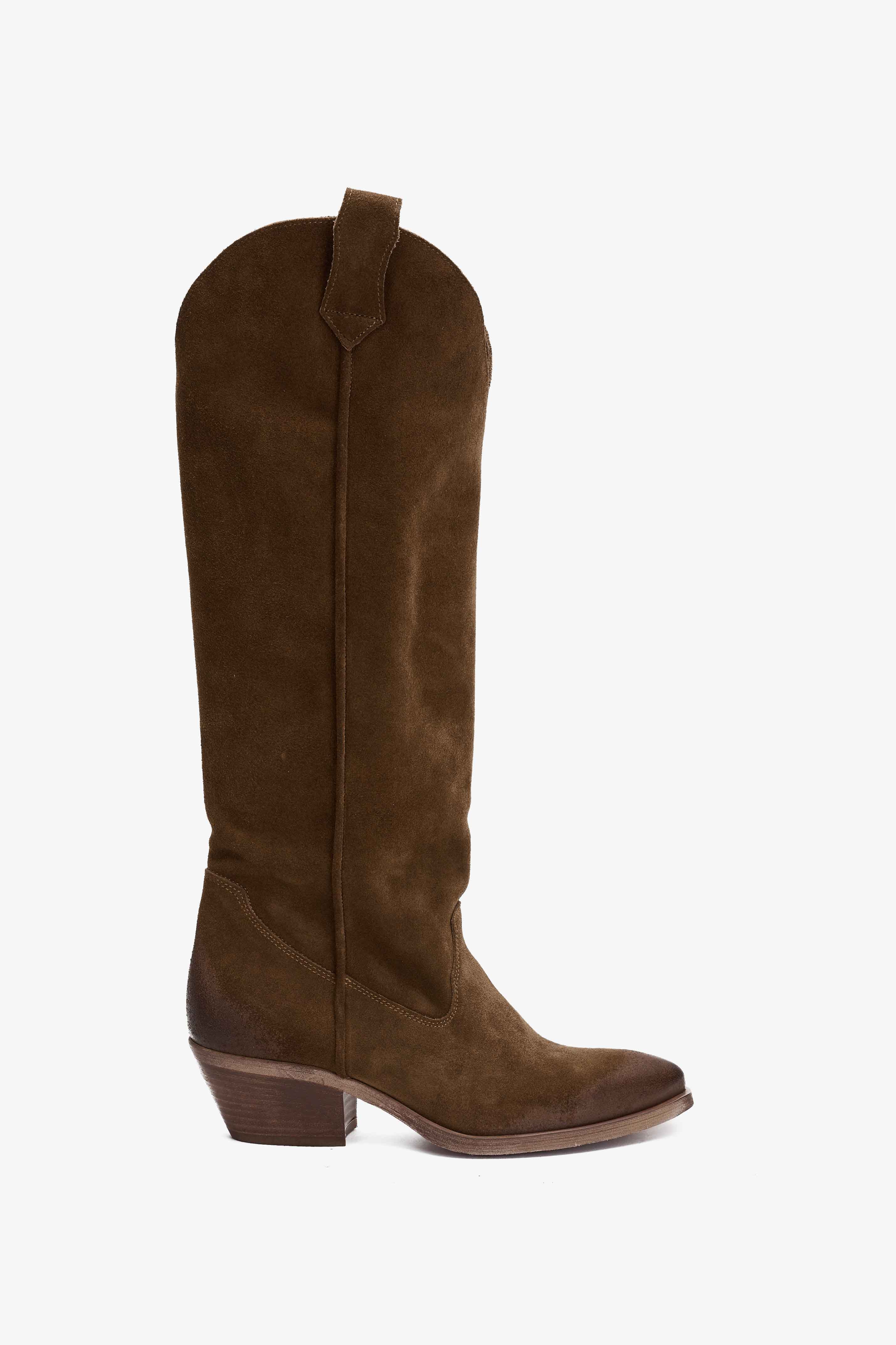 Stivale Texano in Camoscio Tabacco - Duna