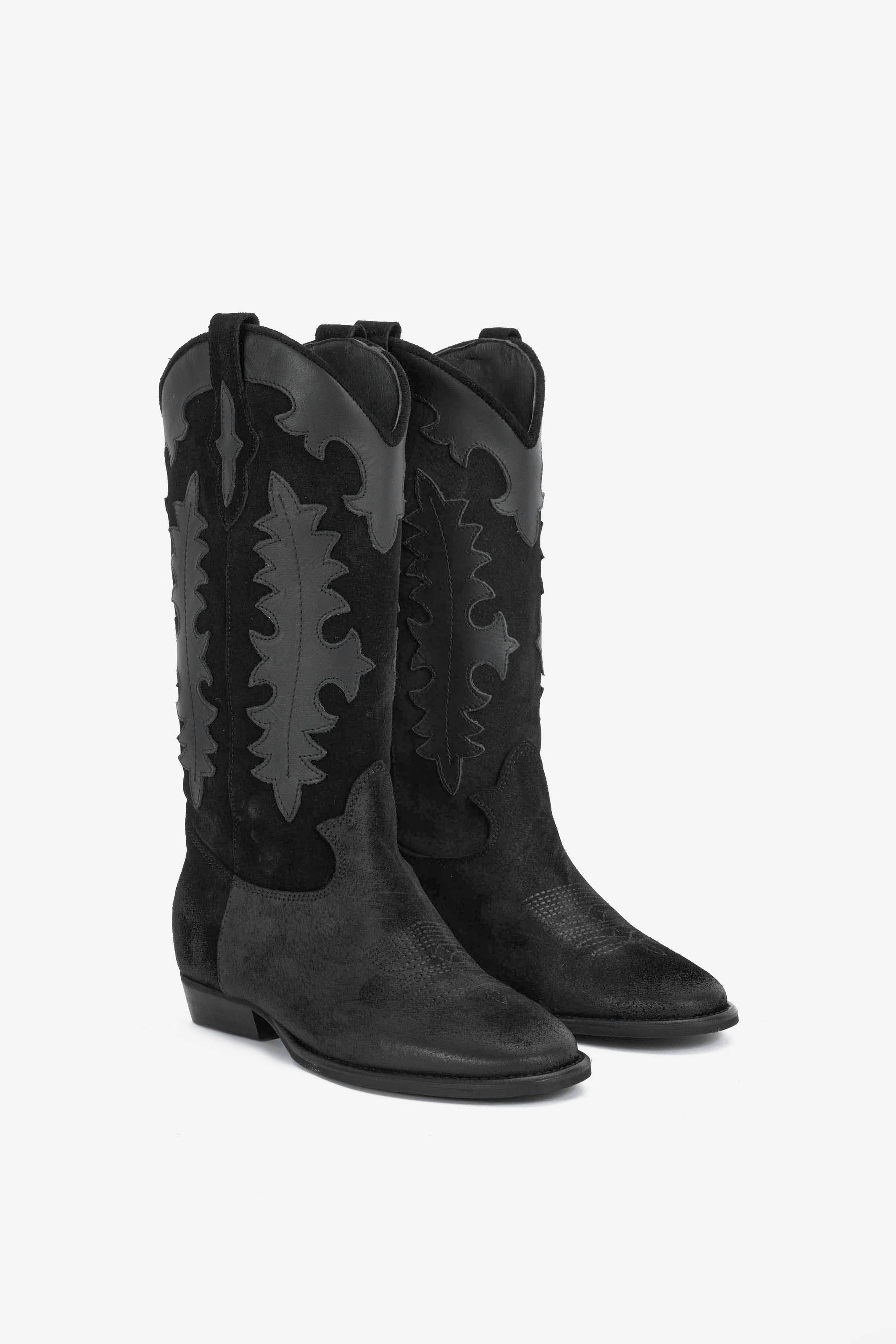 Stivale in Camoscio Nero e Riporti Nero - Aurora