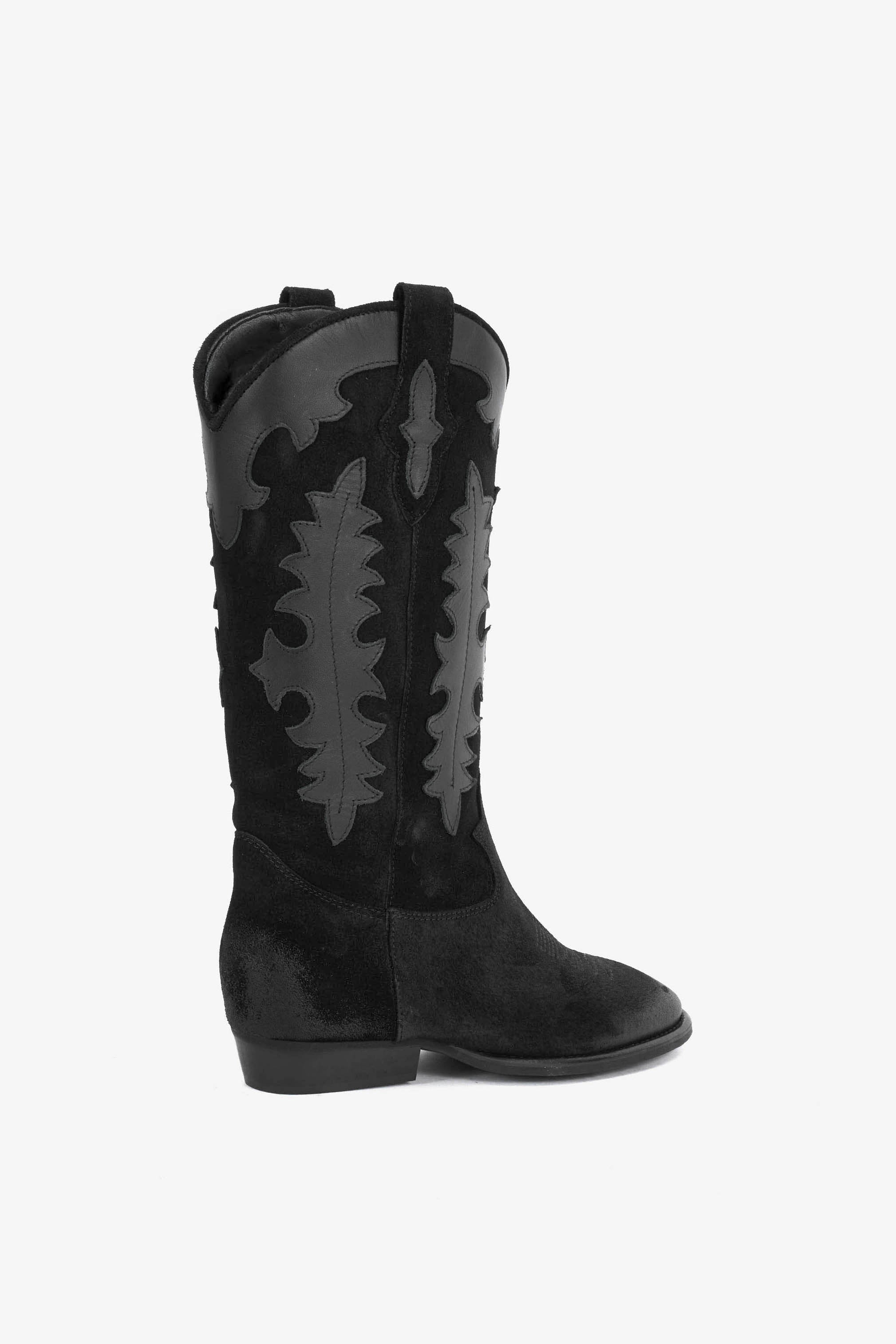 Stivale in Camoscio Nero e Riporti Nero - Aurora