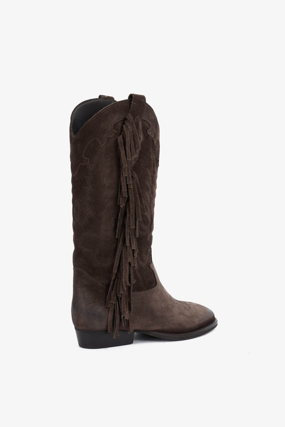 Stivale in Camoscio T.Moro con Ricamo e Frange - Electra