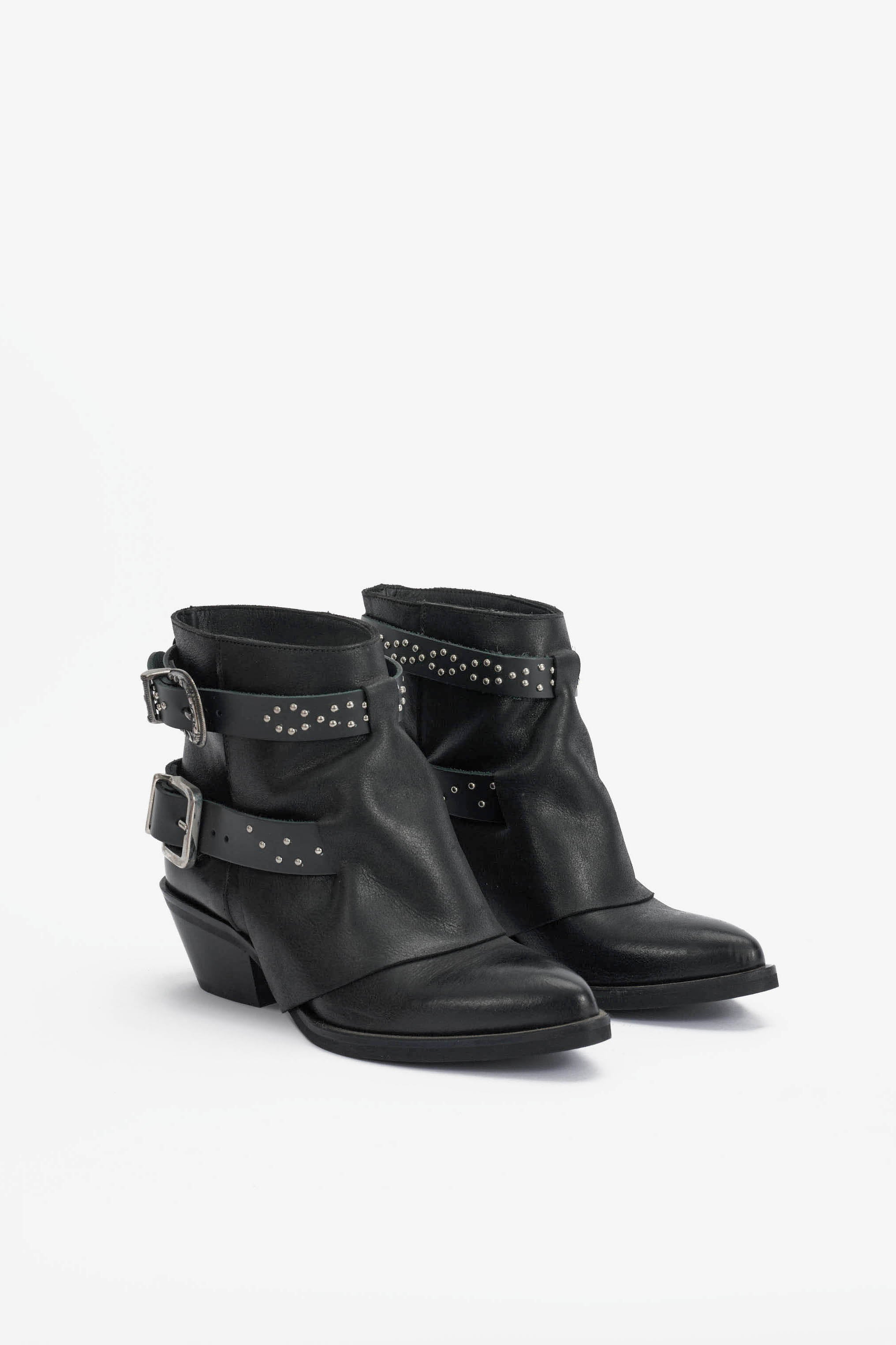 Stivaletti in Tex Nero e Cinturino Borchiato - Etna