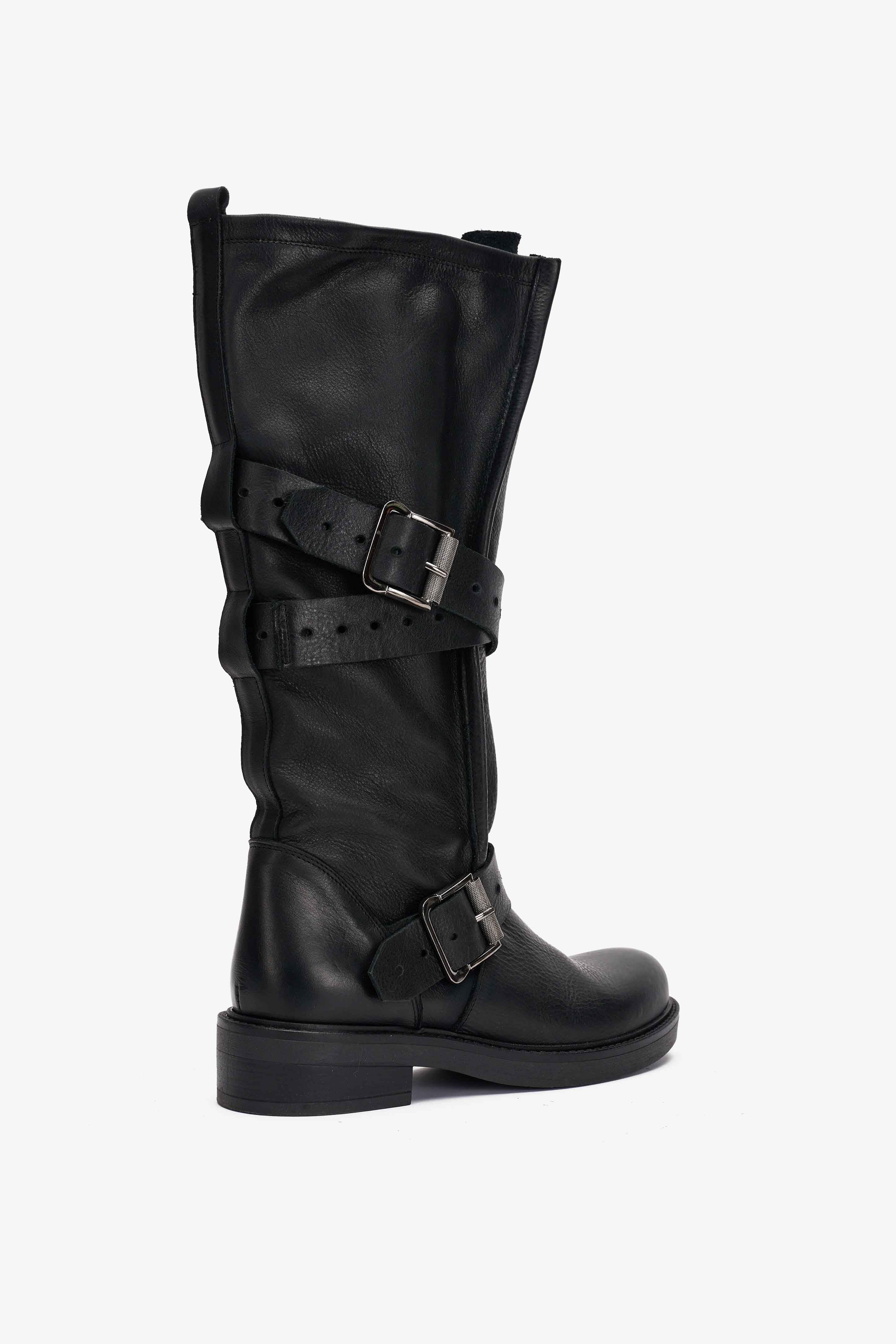 Stivale Biker in Vitello Nero - Nyx