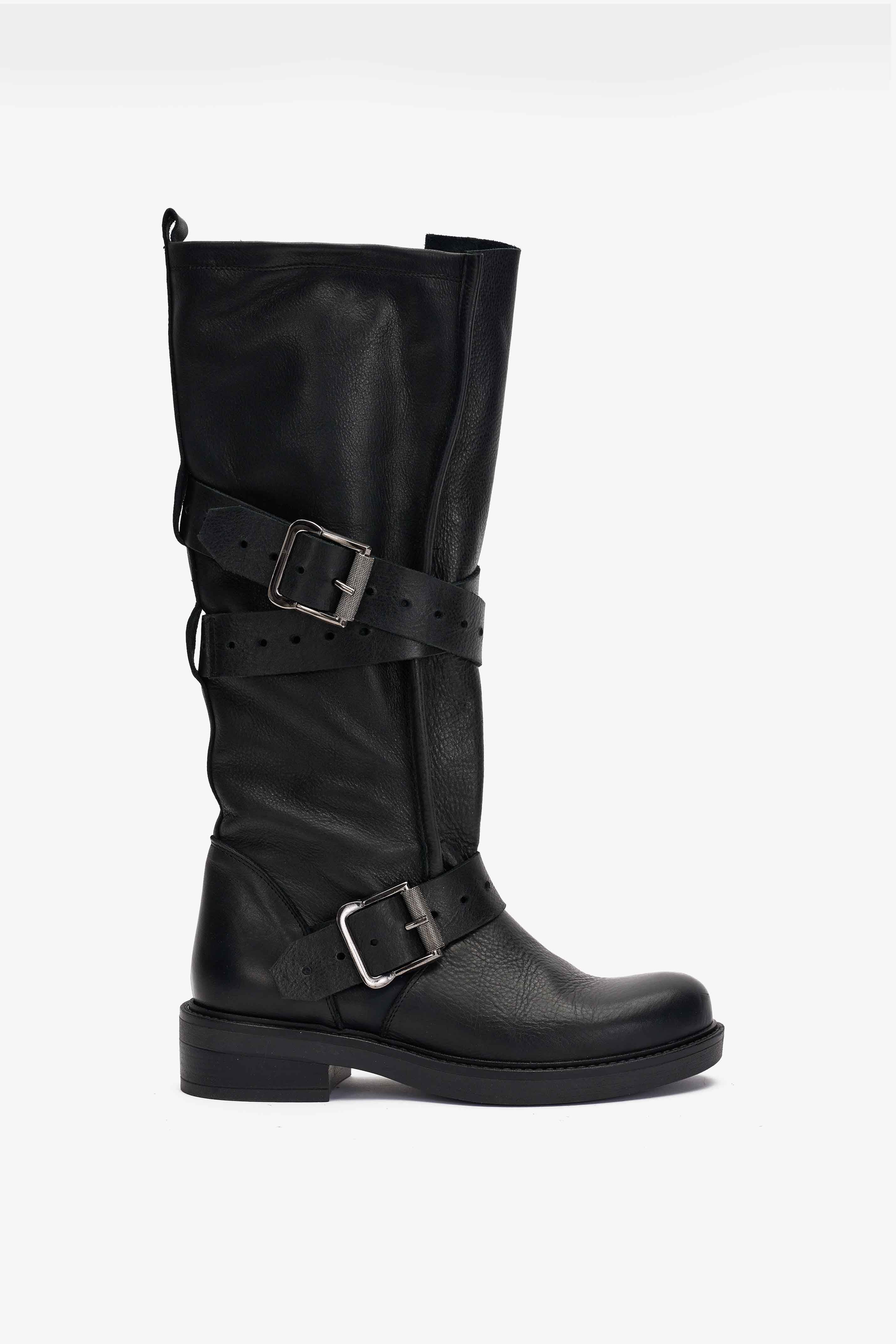 Stivale Biker in Vitello Nero - Nyx