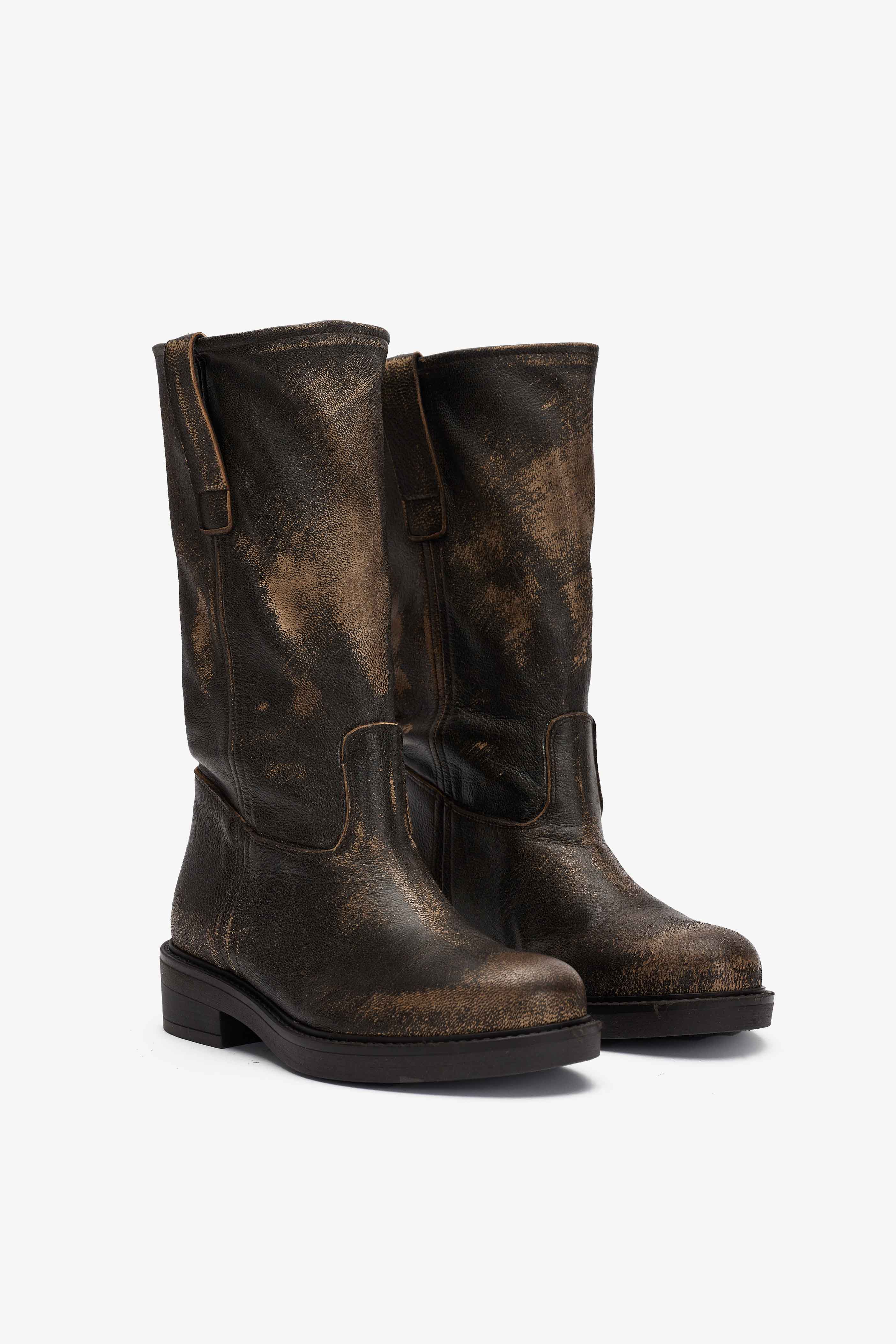 Stivale in Pelle Vintage - Raven