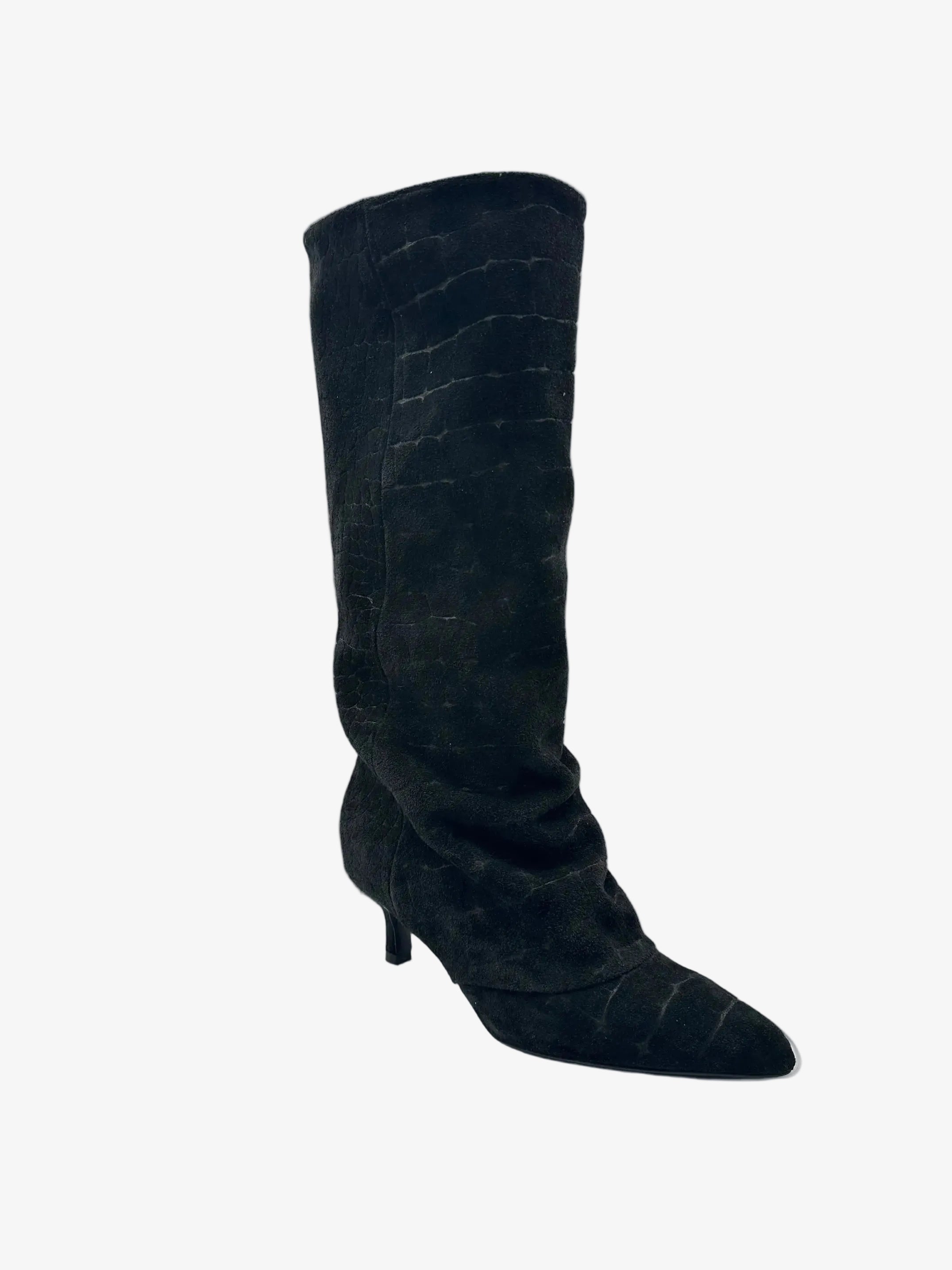 Stivale in Camoscio Nero con Stampa Cocco - Muse
