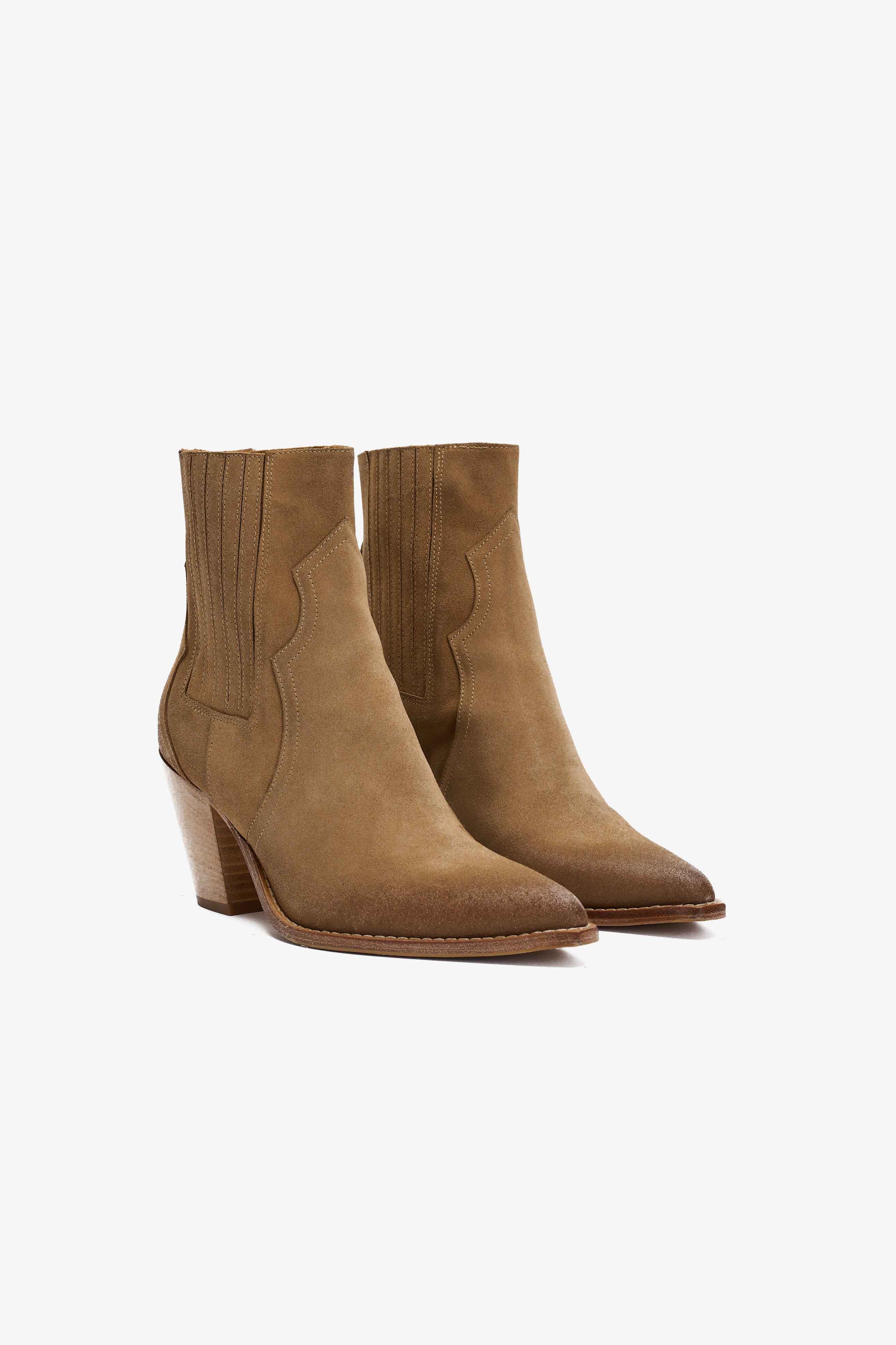 Stivaletto Texano in Camoscio Fango - Dallas