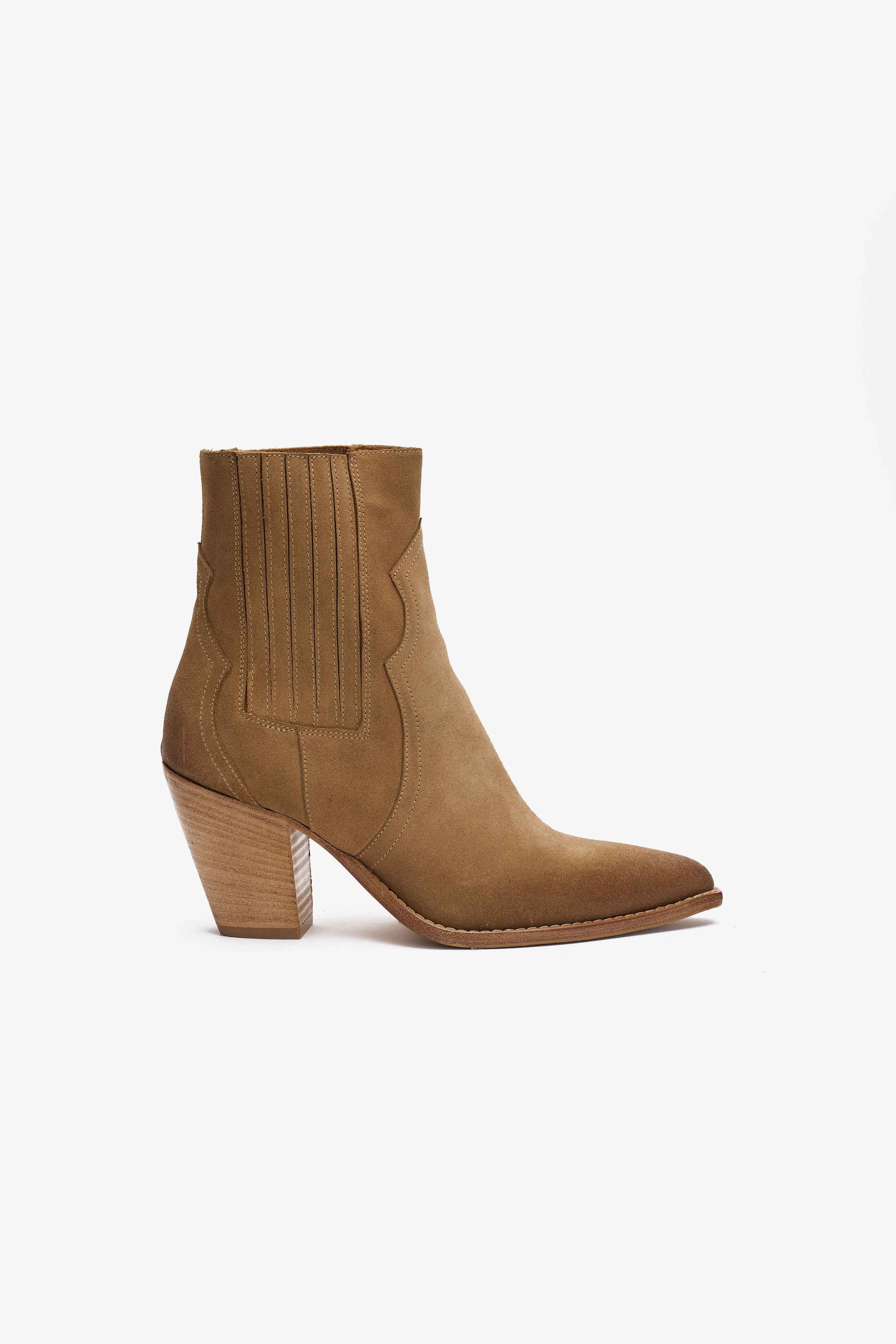 Stivaletto Texano in Camoscio Fango - Dallas