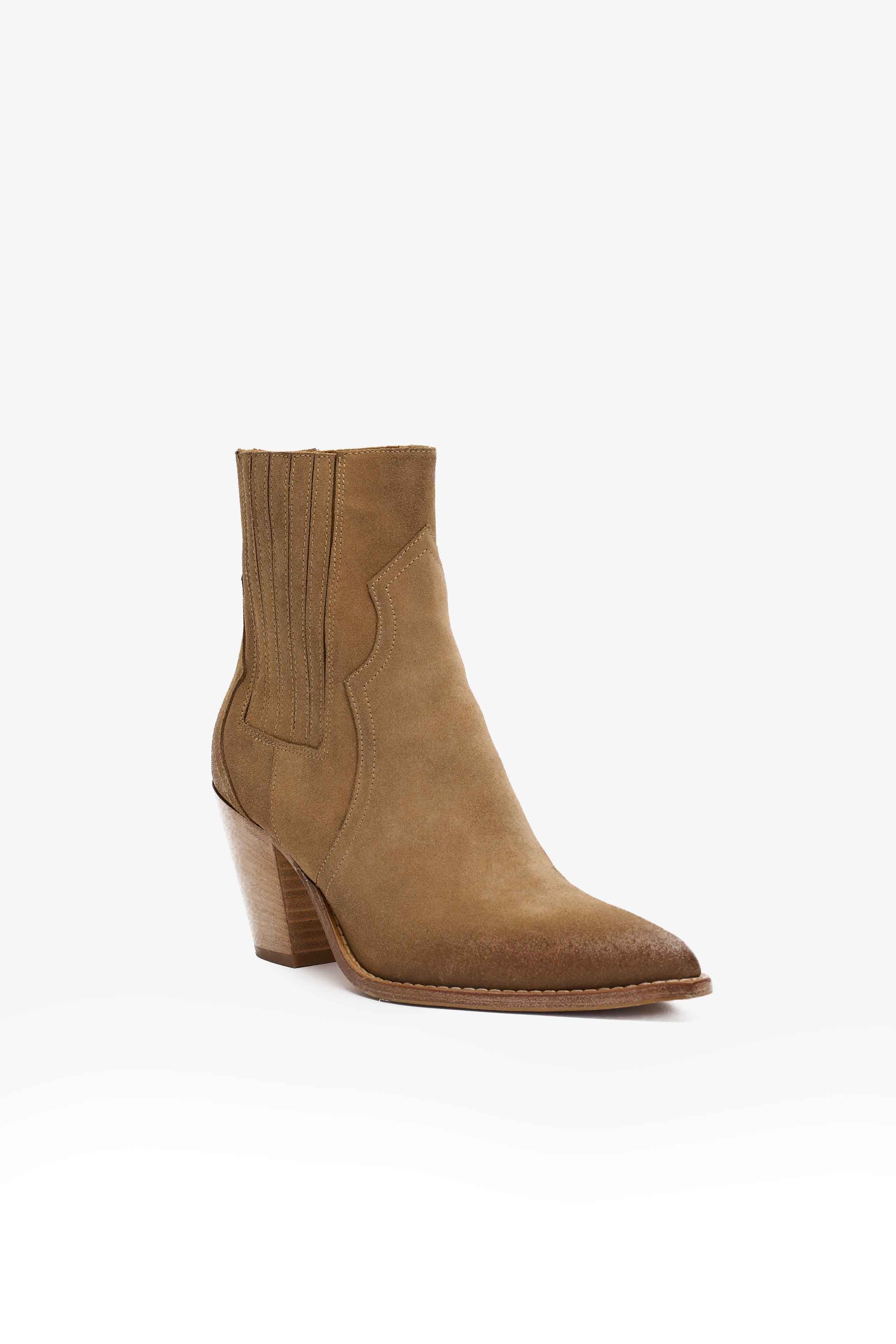 Stivaletto Texano in Camoscio Fango - Dallas