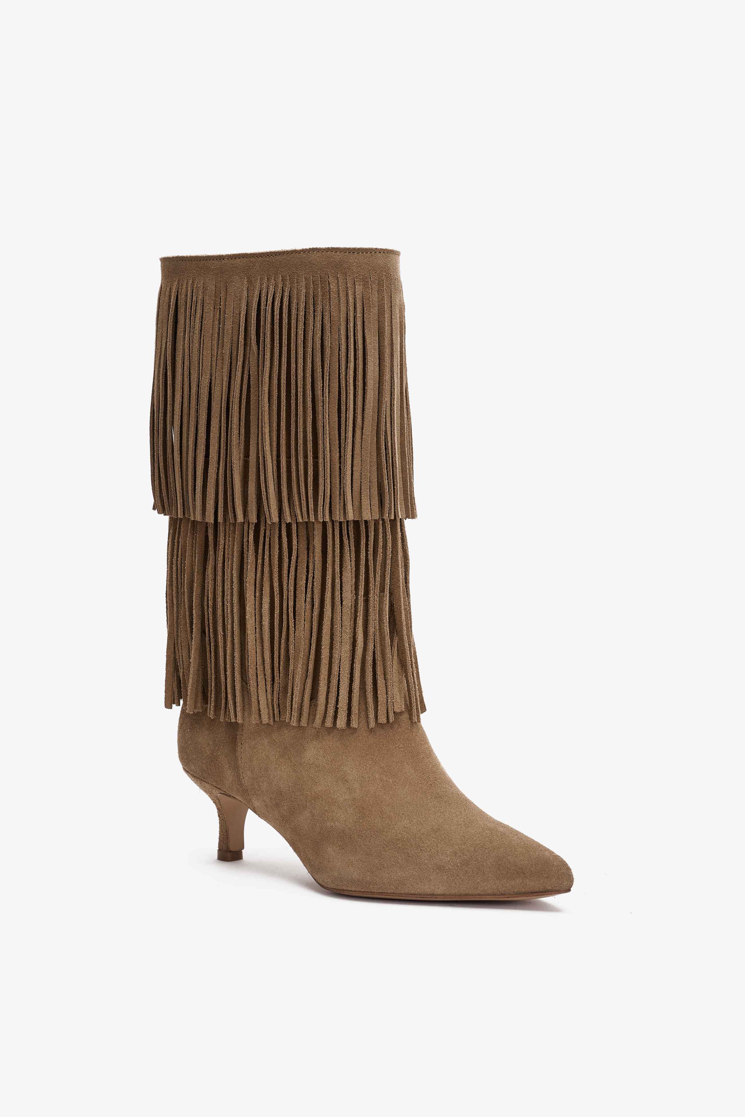 Stivale in Camoscio Deserto con Doppia Frangia - Zara