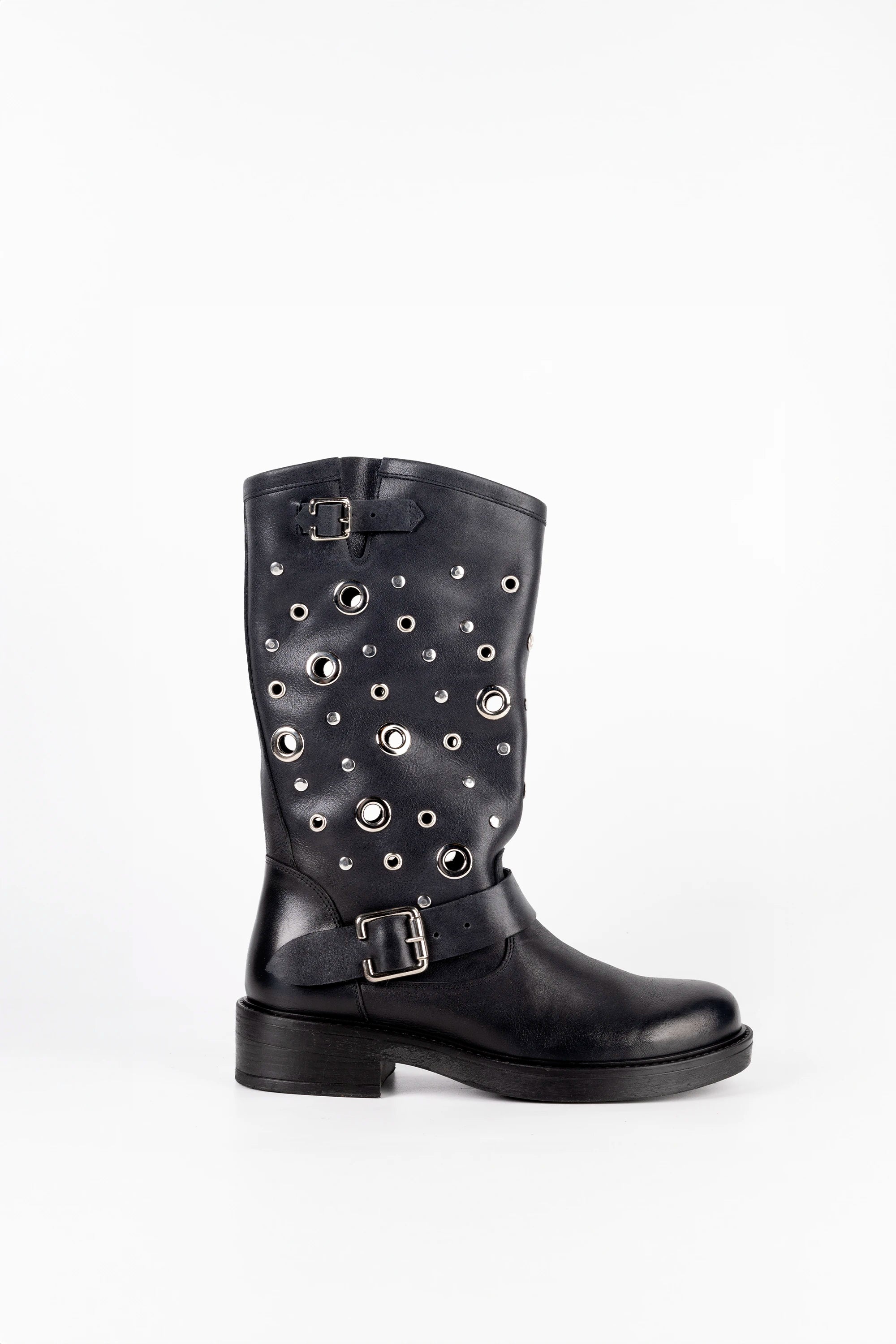 Stivale Biker in Vitello Nero - Blaze