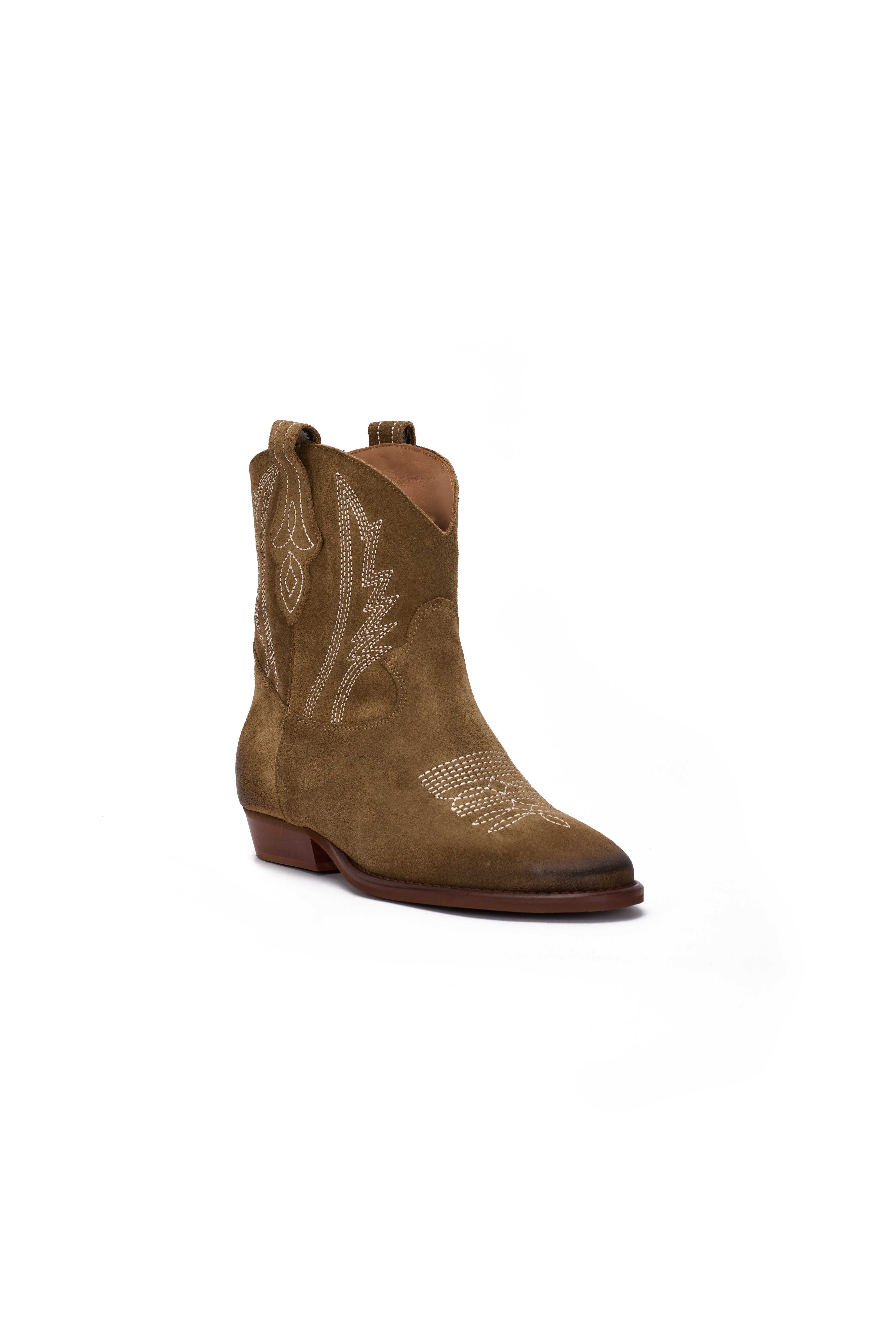 Stivaletto in Camoscio Deserto con Ricamo Beige - Desya