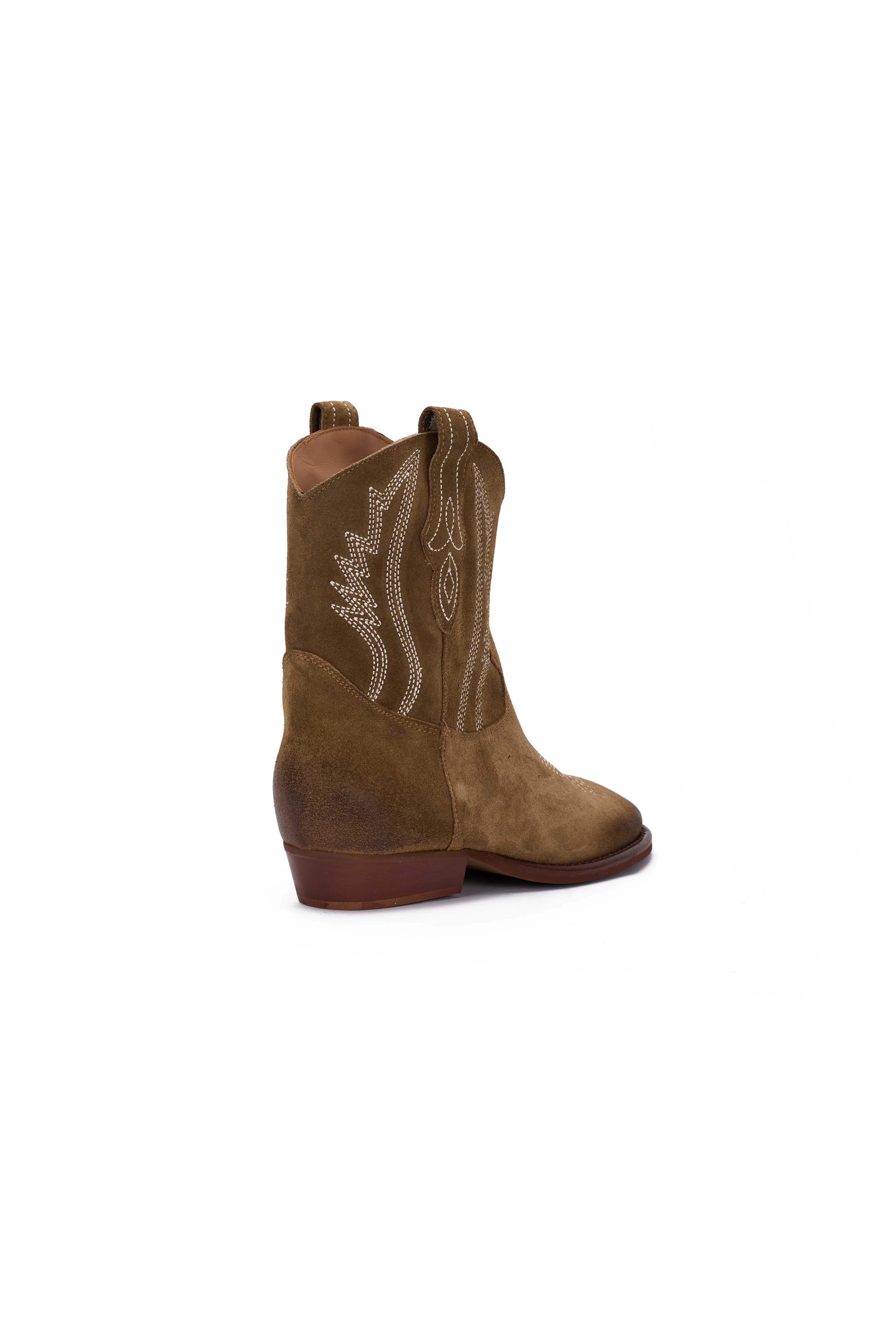 Stivaletto in Camoscio Deserto con Ricamo Beige - Desya
