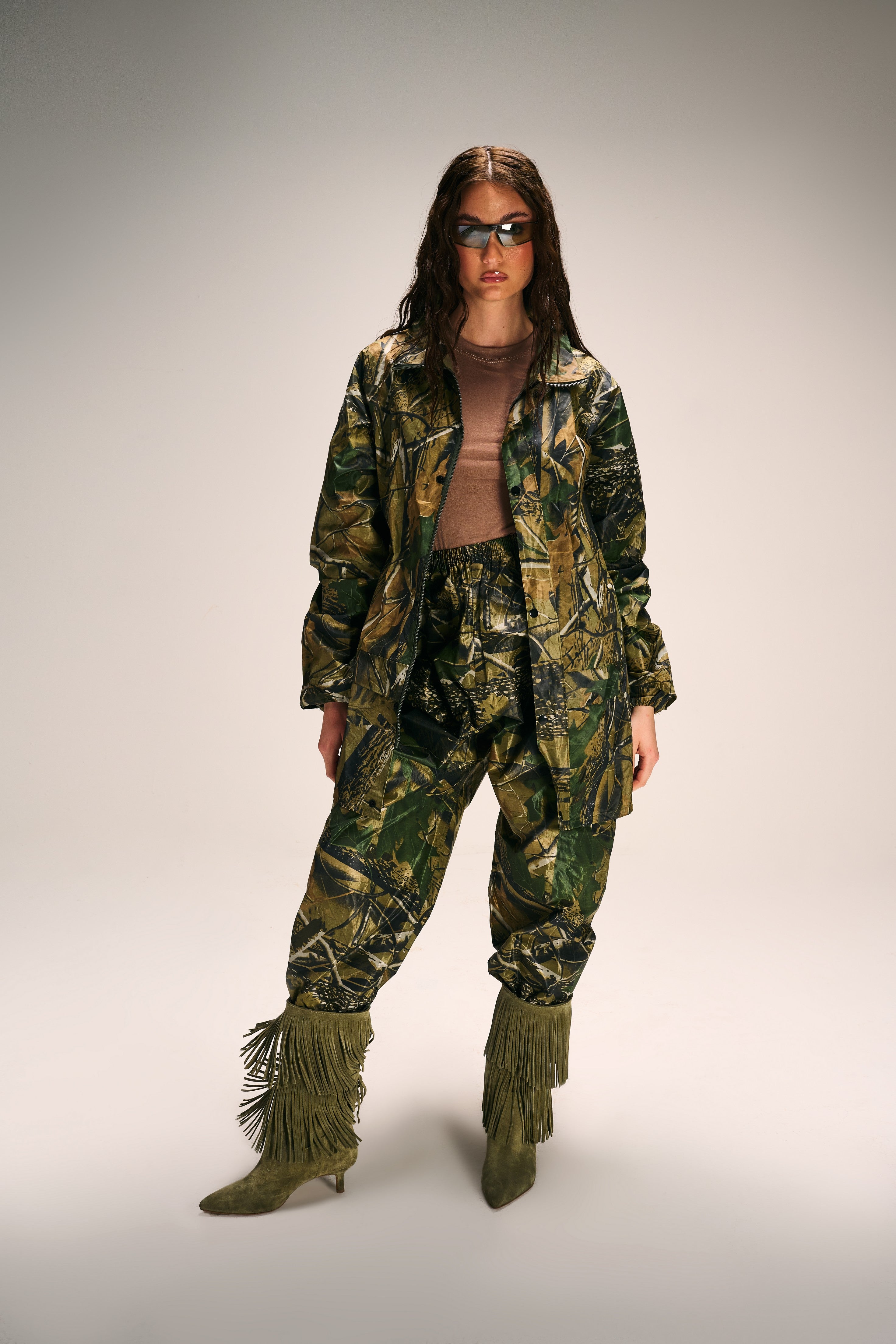 Stivale in Camoscio Verde Militare con Doppia Frangia - Zara