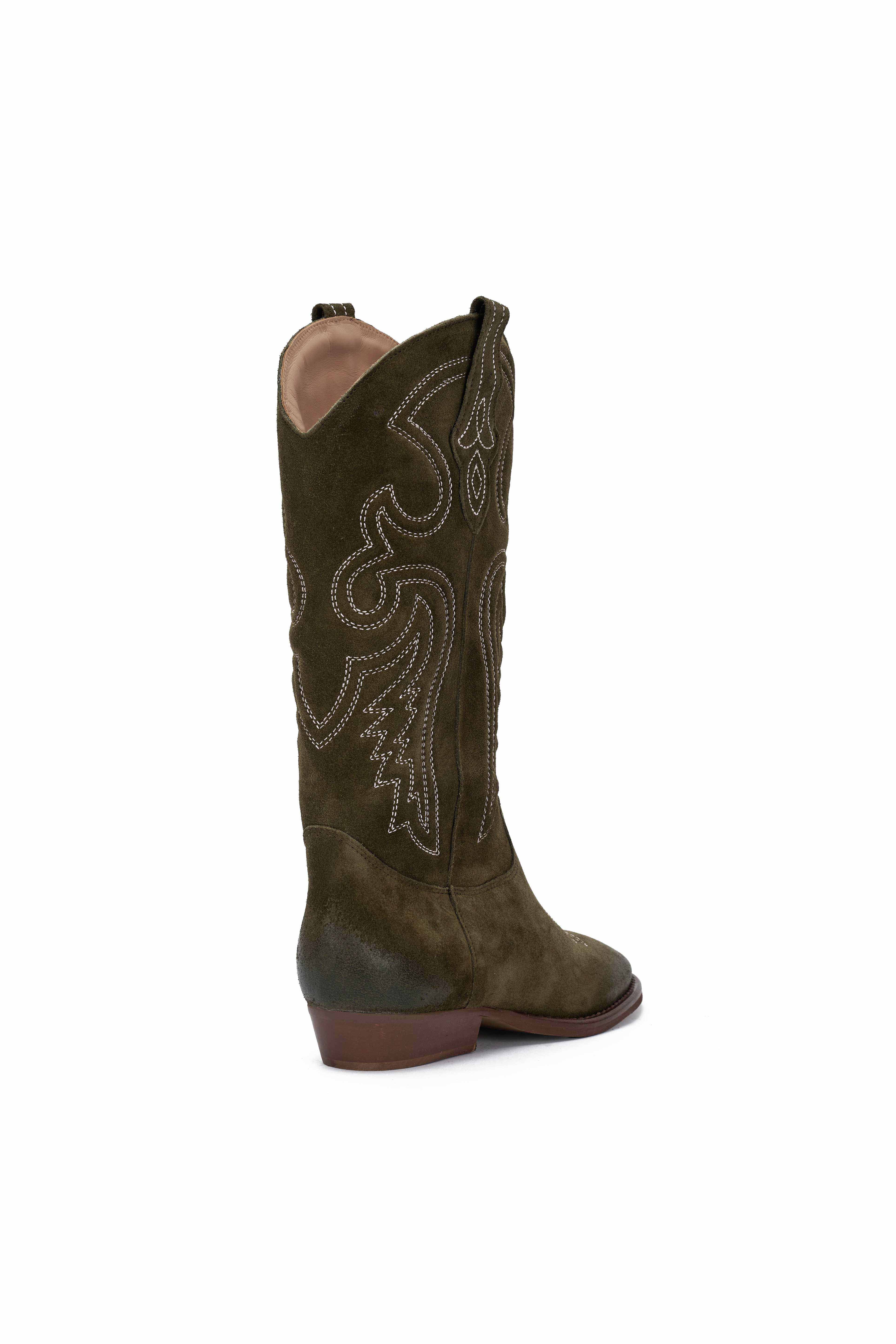 Stivale Camoscio Forest con Ricamo Beige - Durango