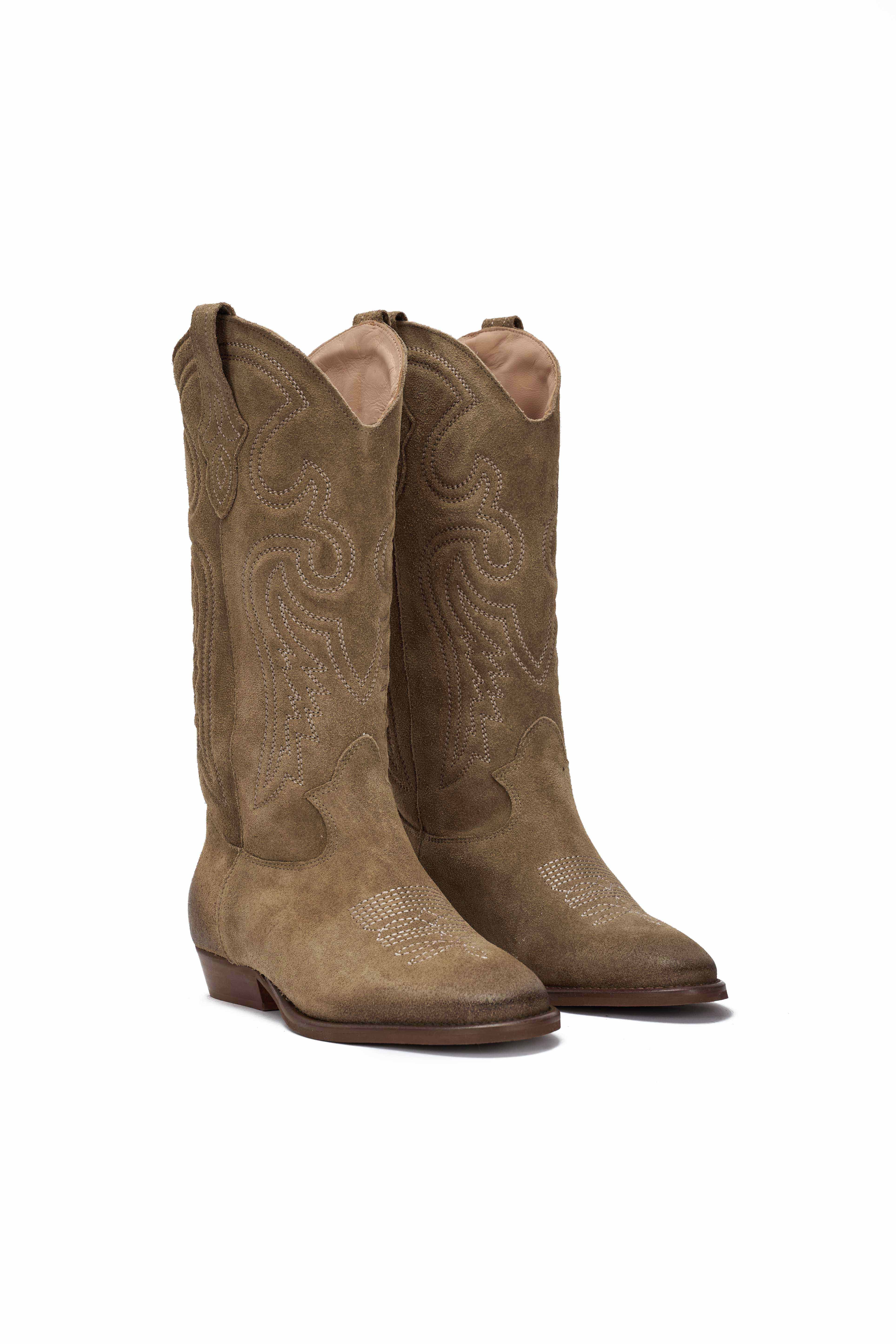 Stivale Camoscio Deserto con Ricamo Beige - Durango
