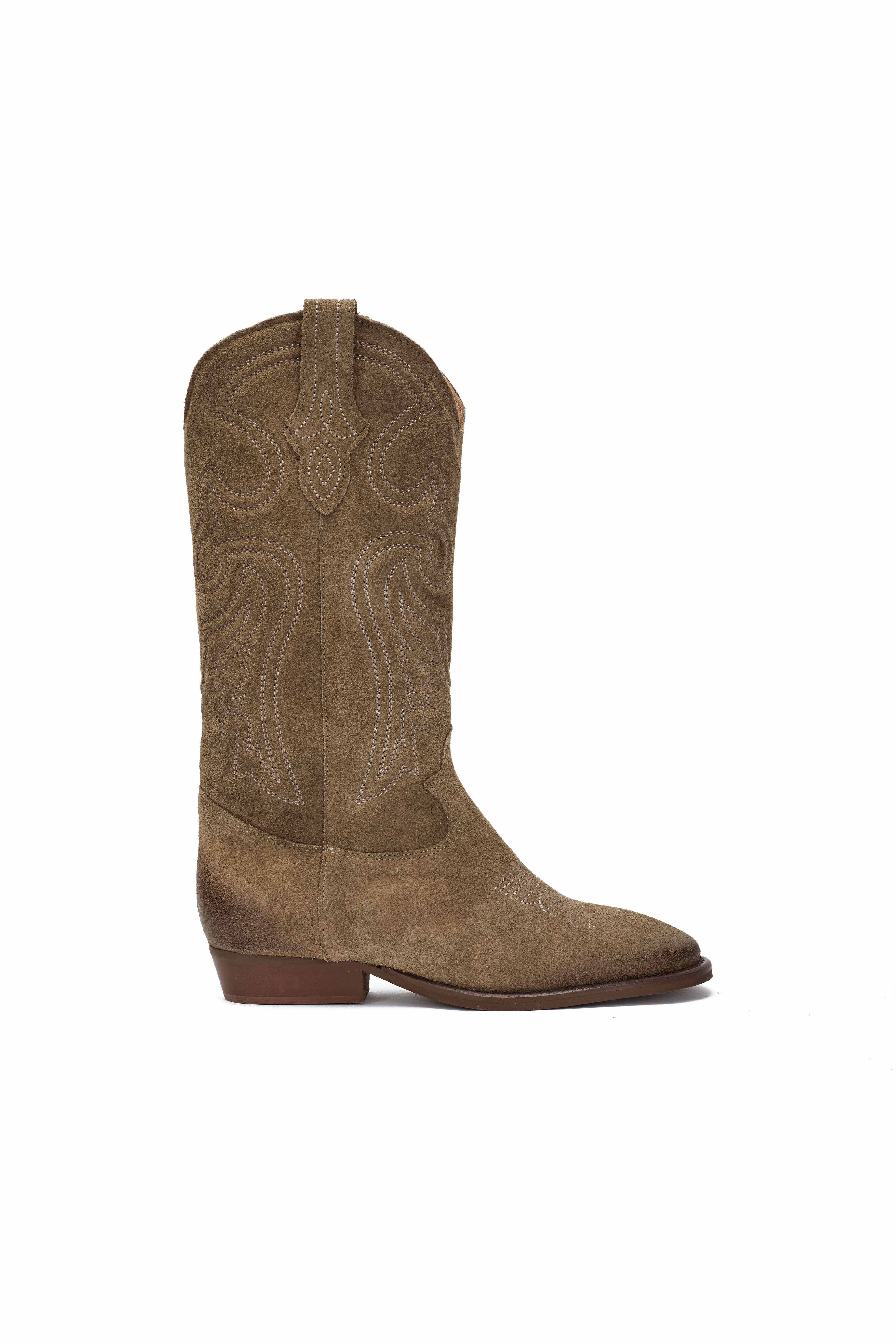 Stivale Camoscio Deserto con Ricamo Beige - Durango
