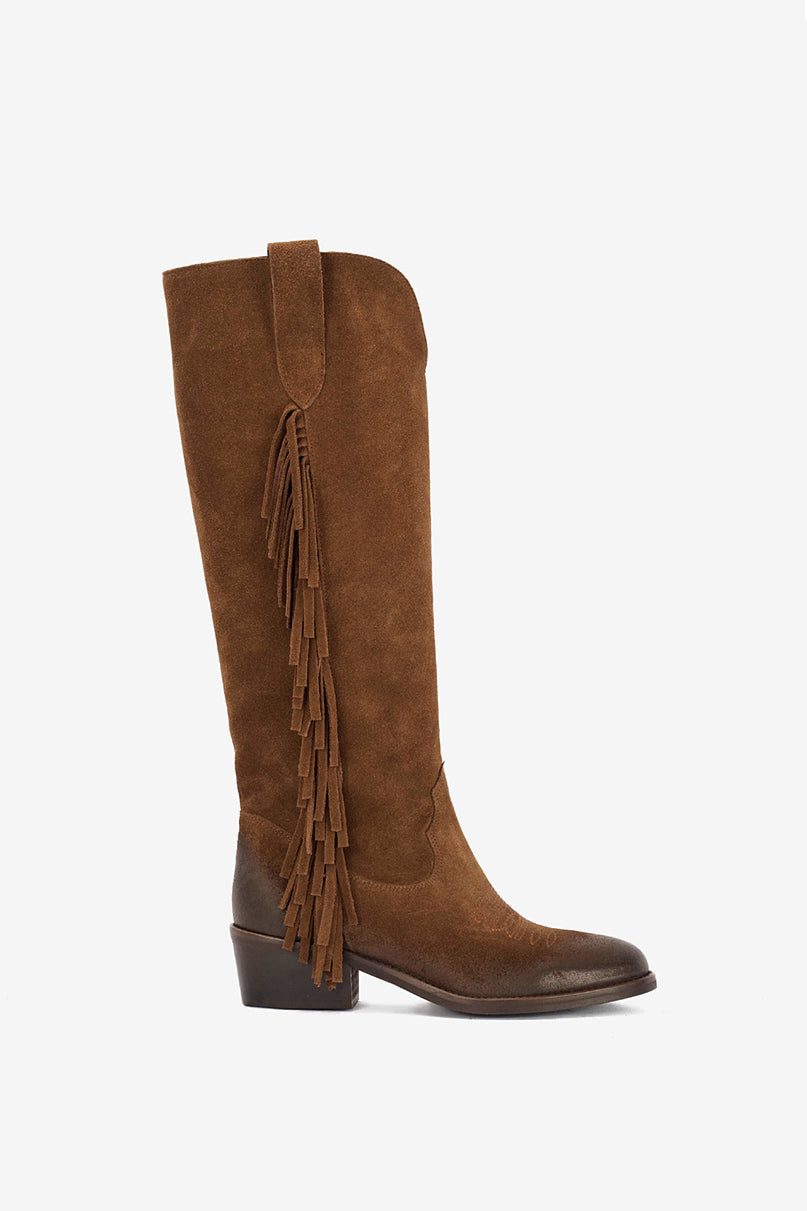 Stivale in Camoscio Tabacco e Frange - Savannah