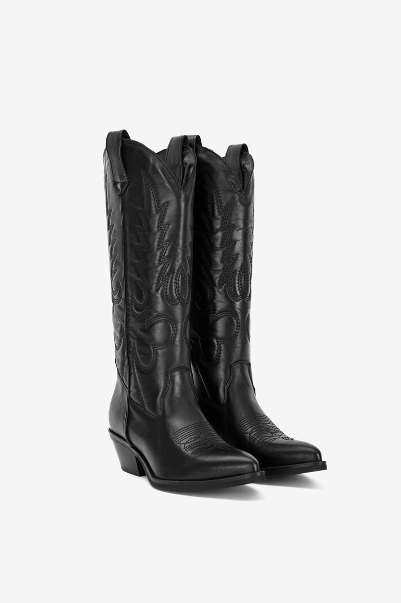 Stivale in Vitello Nero con Ricamo - Taren