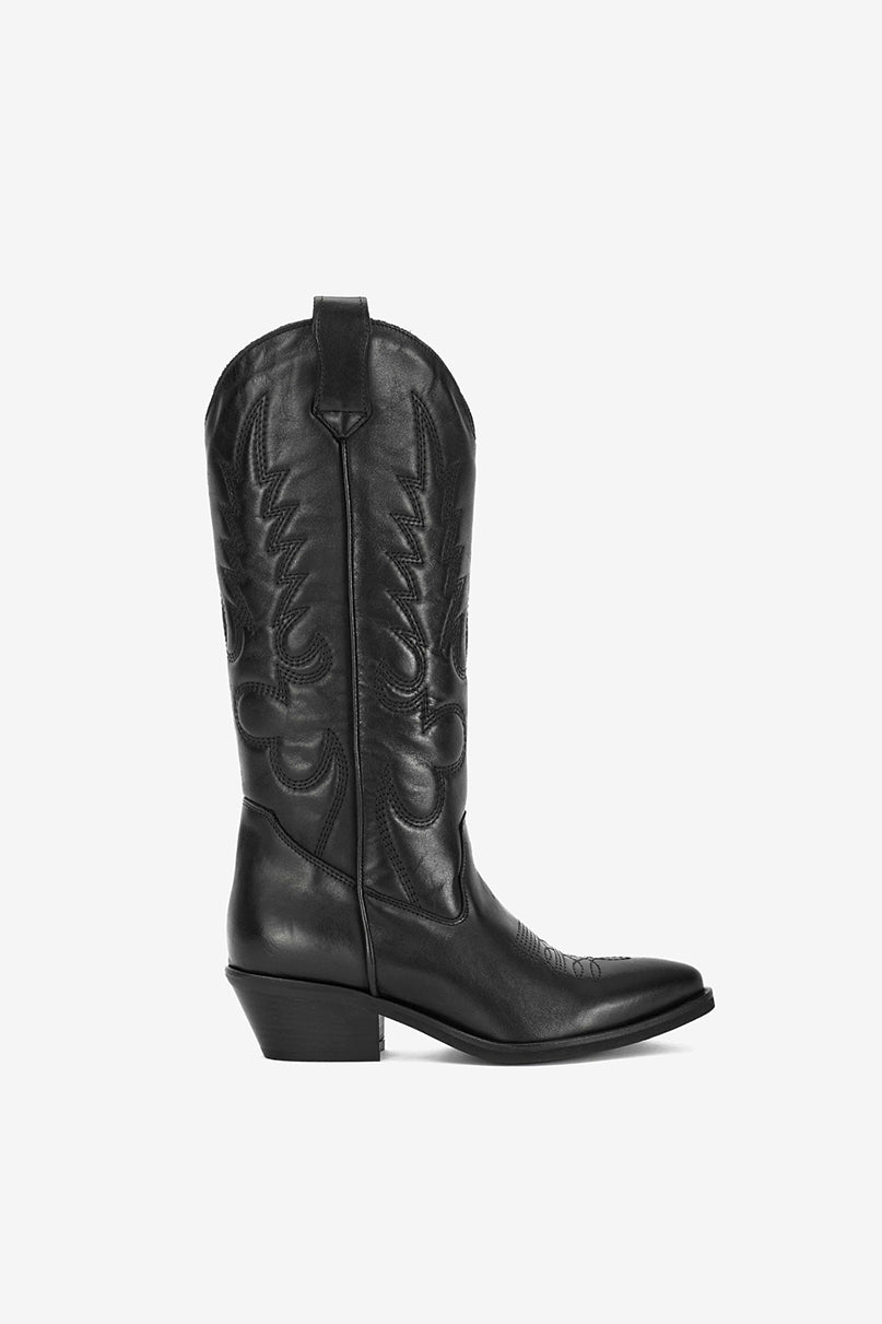 Stivale in Vitello Nero con Ricamo - Taren