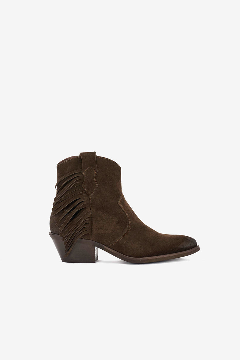 Stivaletti in Camoscio T.Moro con Frange e Zip Laterale - Victoria