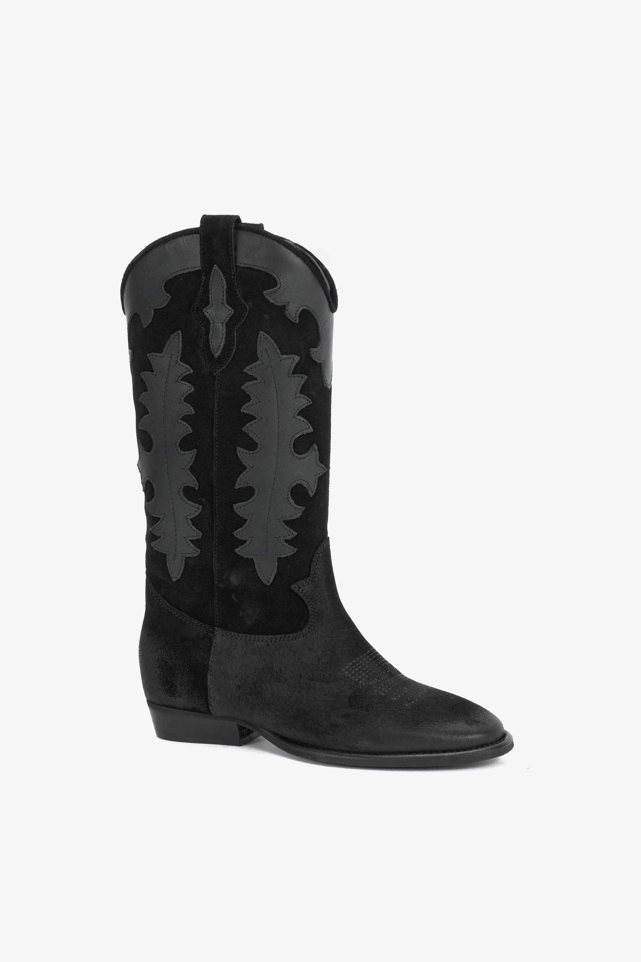 Stivale in Camoscio Nero e Riporti Nero - Aurora