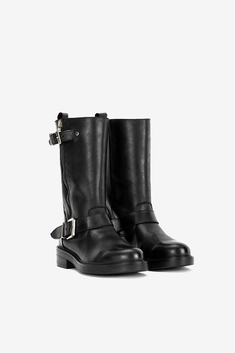 Stivale Biker in Vitello Nero - Axel