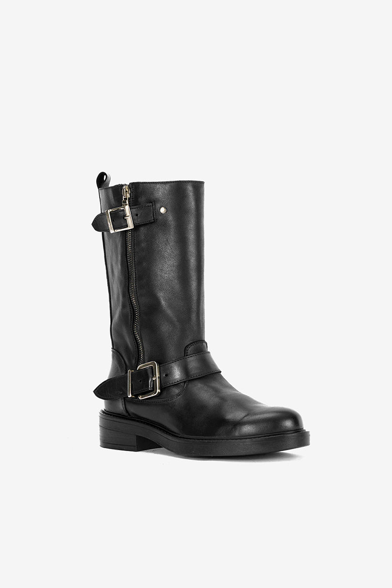 Stivale Biker in Vitello Nero - Axel