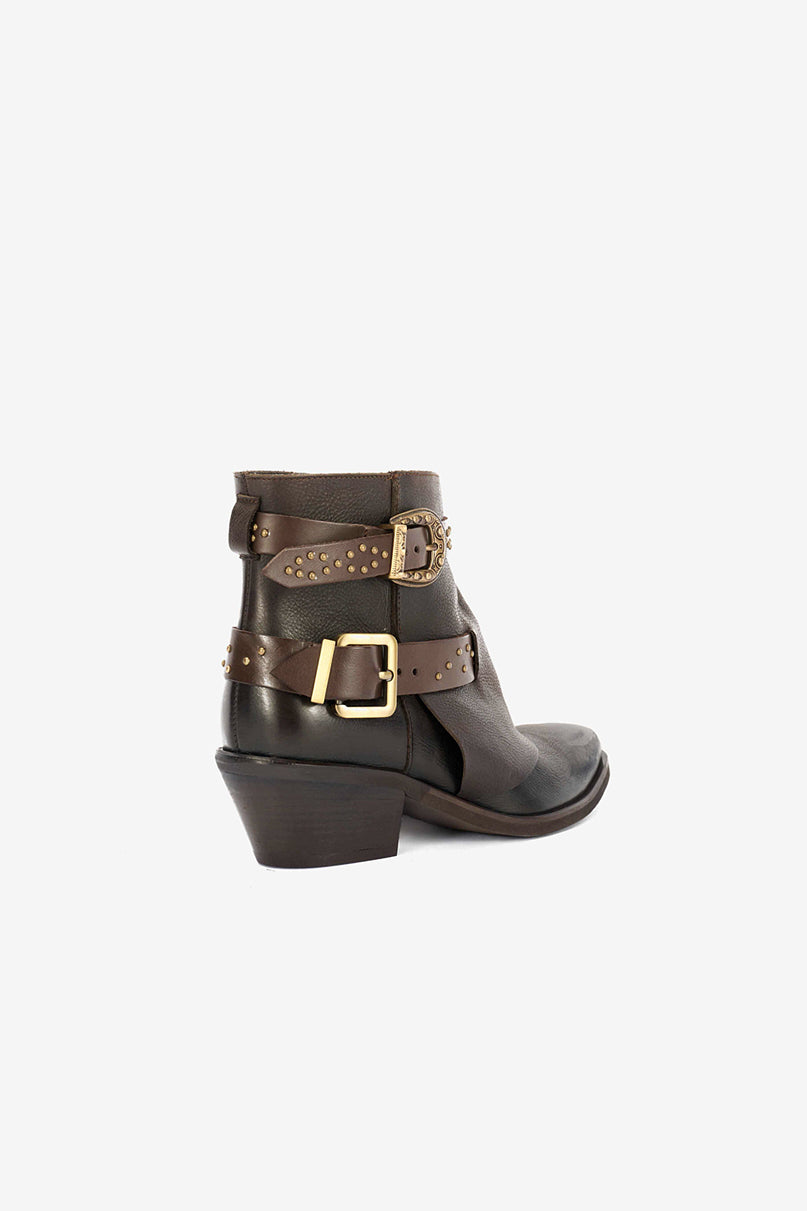 Stivaletti in Tex T.Moro e Cinturino Borchiato - Etna