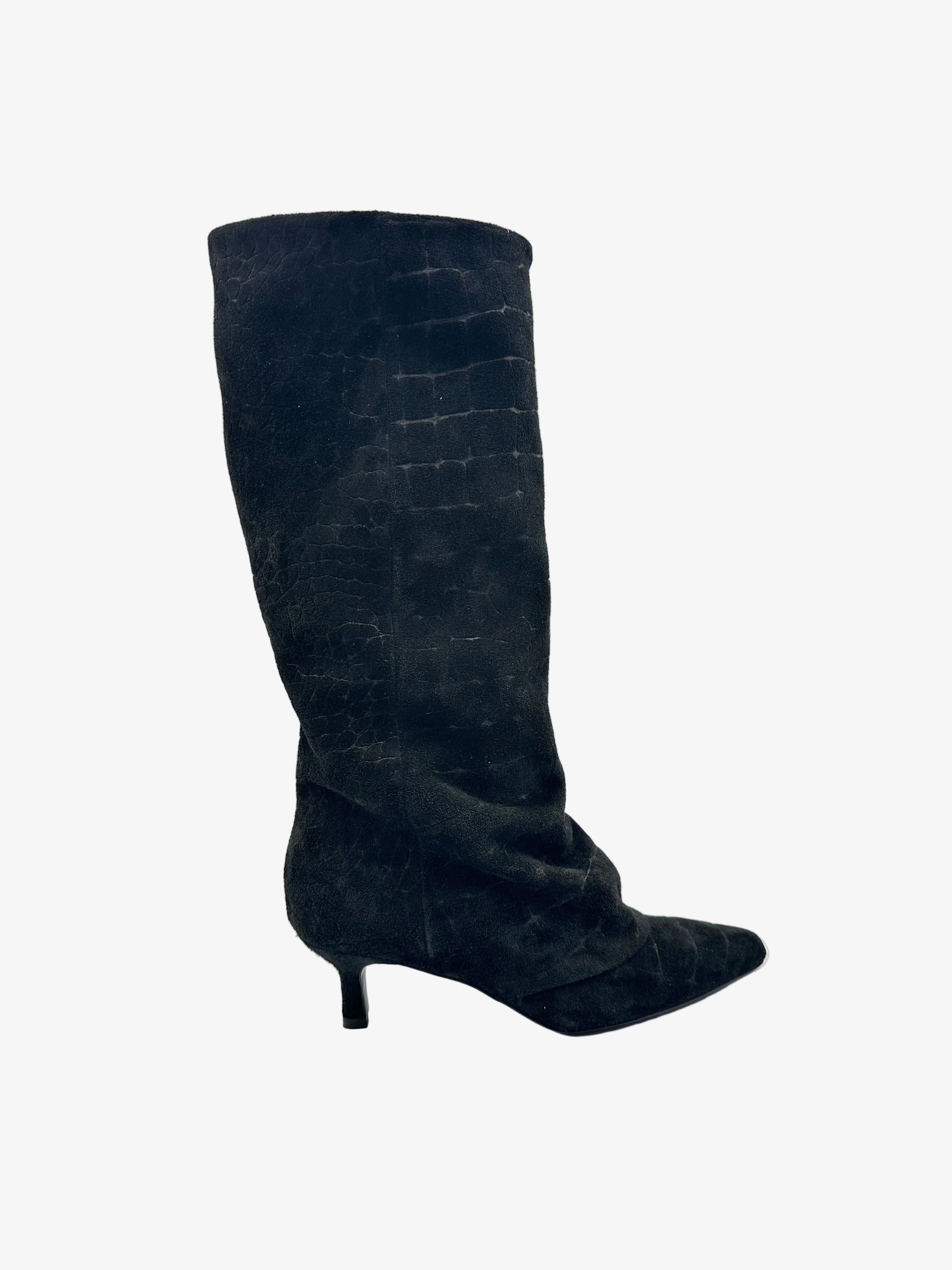 Stivale in Camoscio Nero con Stampa Cocco - Muse