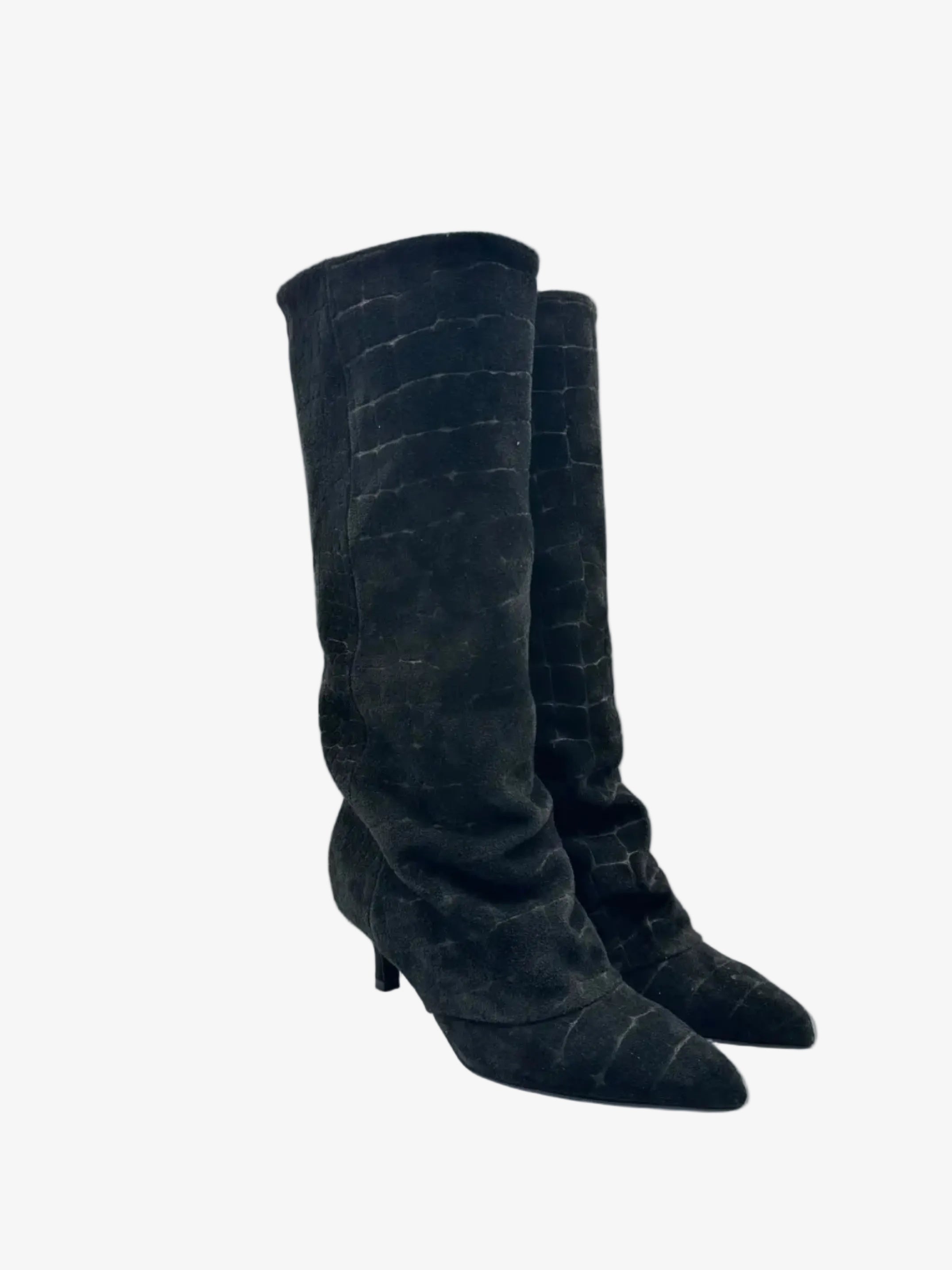 Stivale in Camoscio Nero con Stampa Cocco - Muse