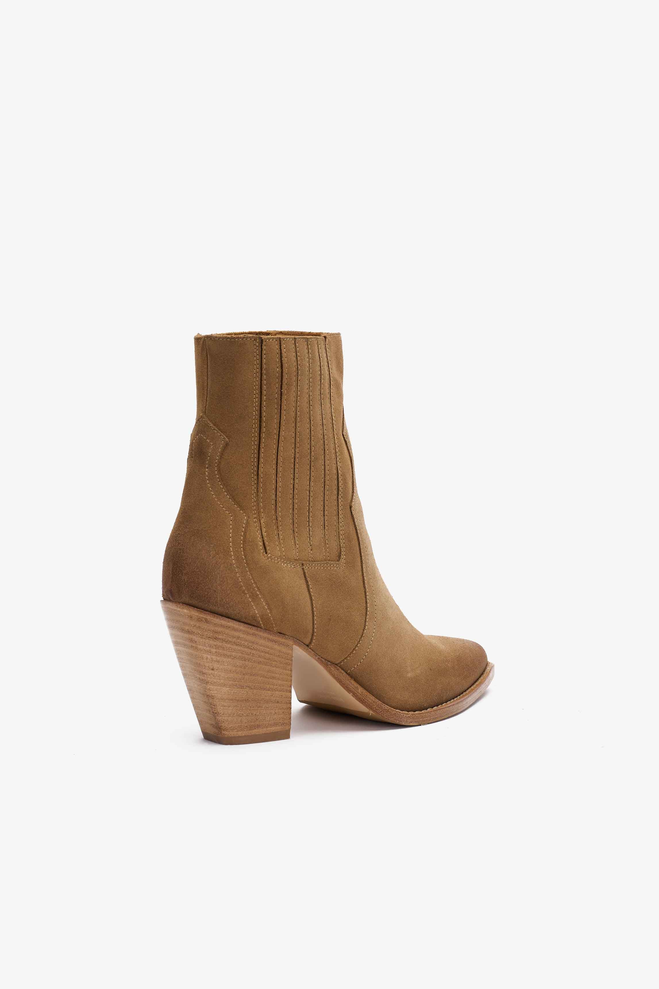 Stivaletto Texano in Camoscio Fango - Dallas