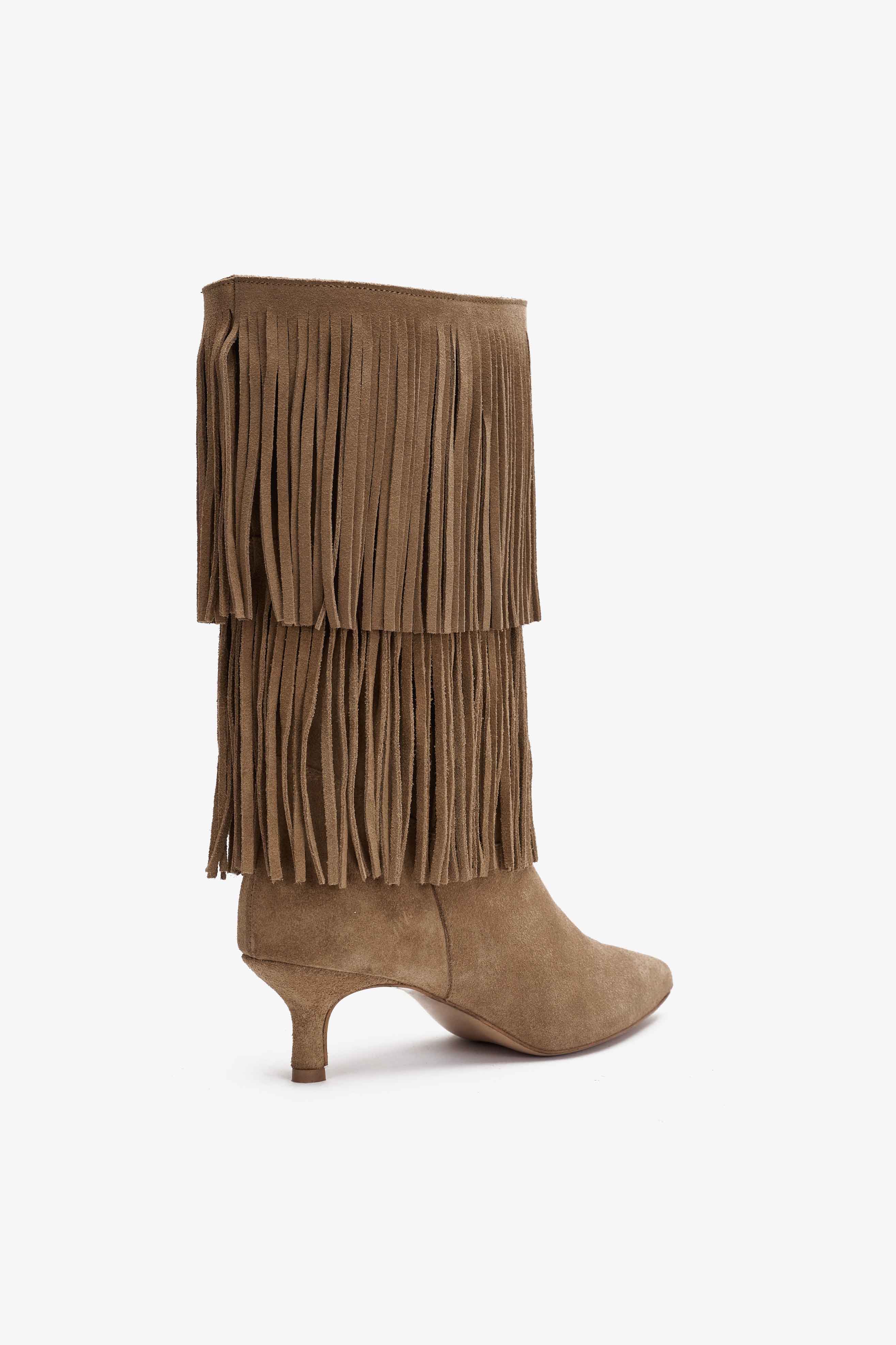 Stivale in Camoscio Deserto con Doppia Frangia - Zara