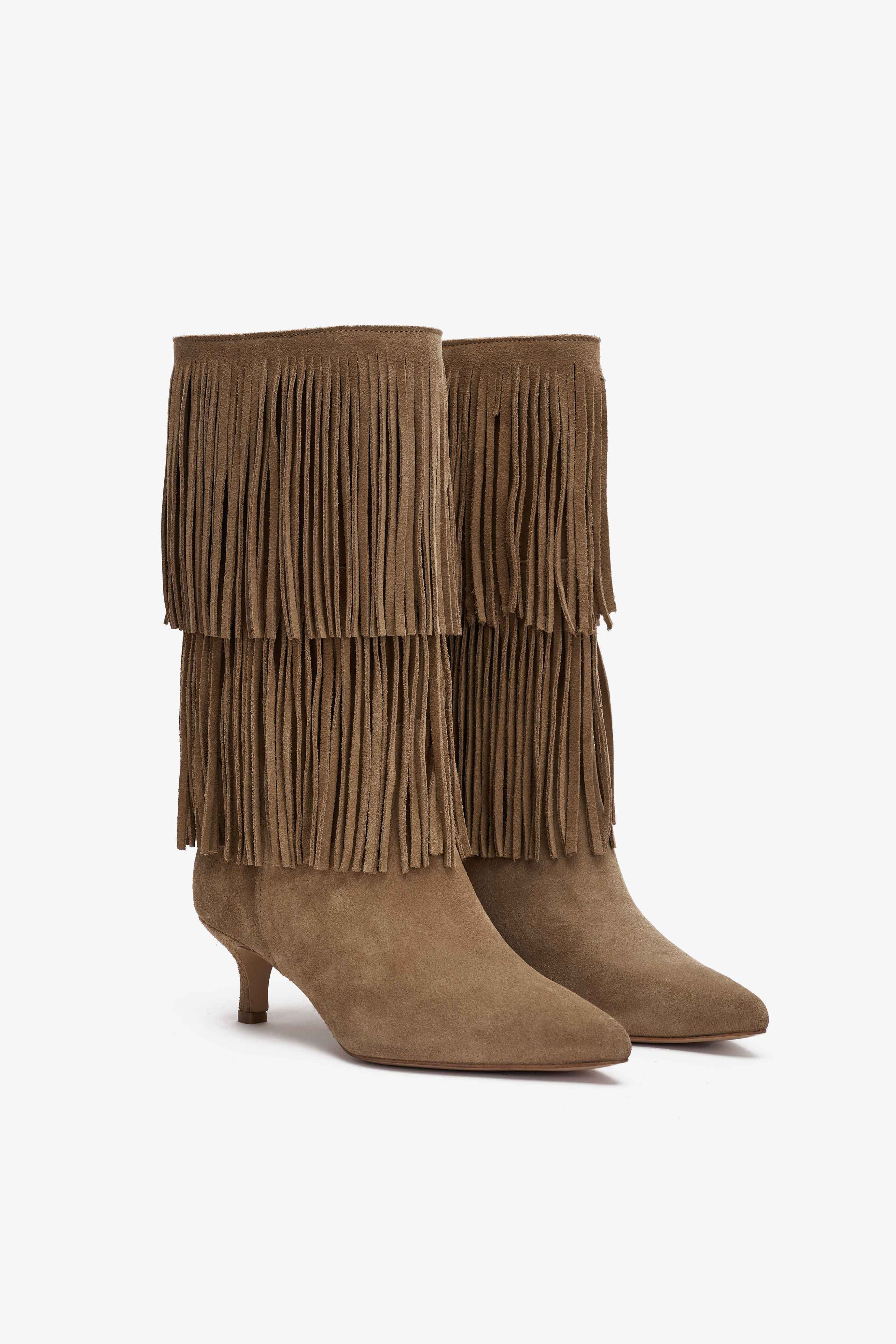 Stivale in Camoscio Deserto con Doppia Frangia - Zara
