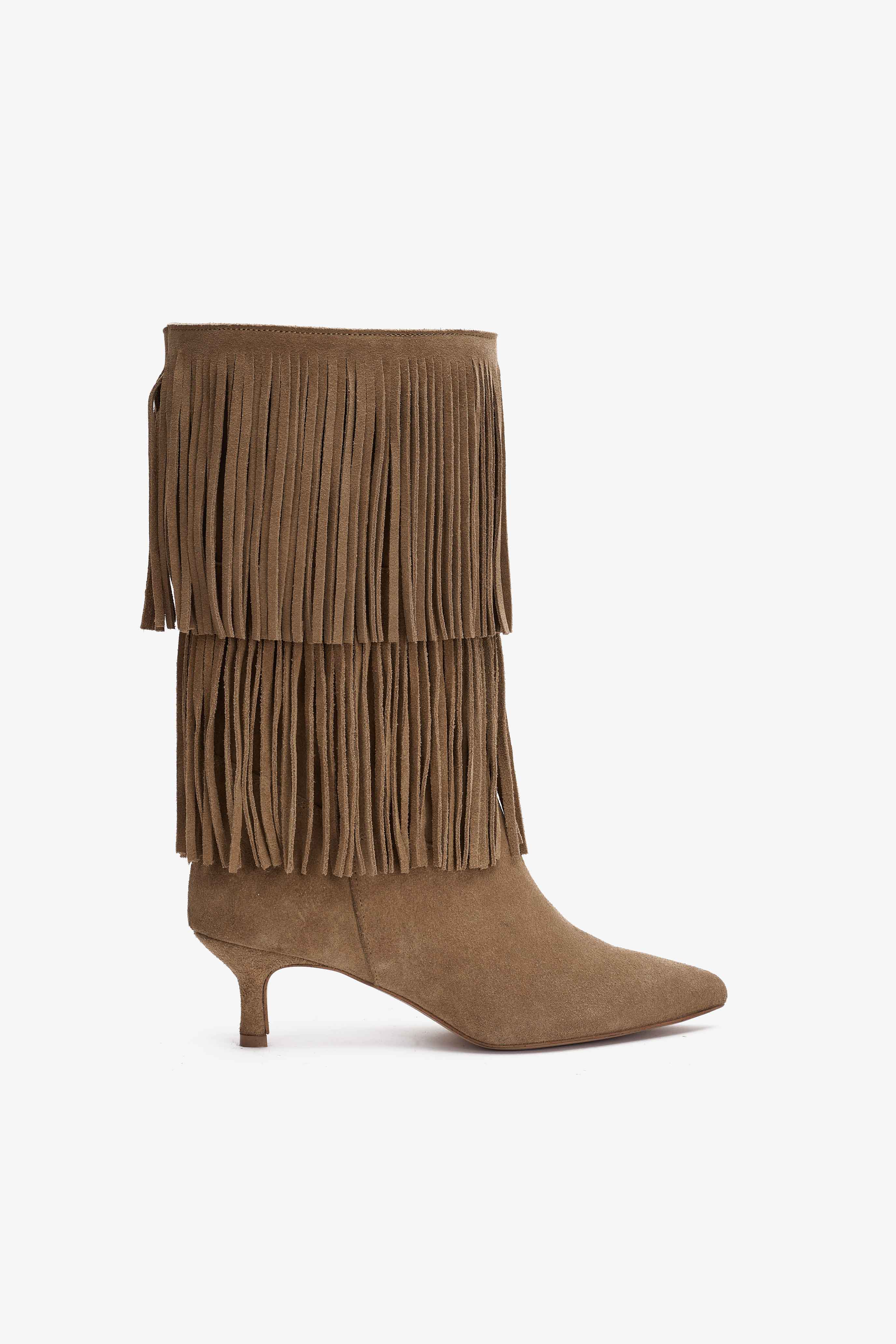 Stivale in Camoscio Deserto con Doppia Frangia - Zara