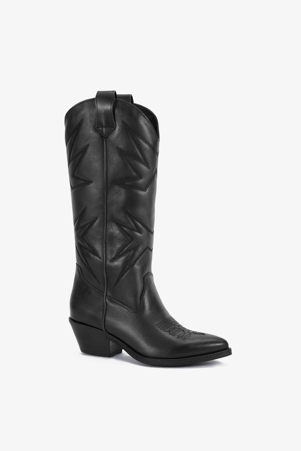 Stivale in Vintage Nero e Ricamo Stella - Luce