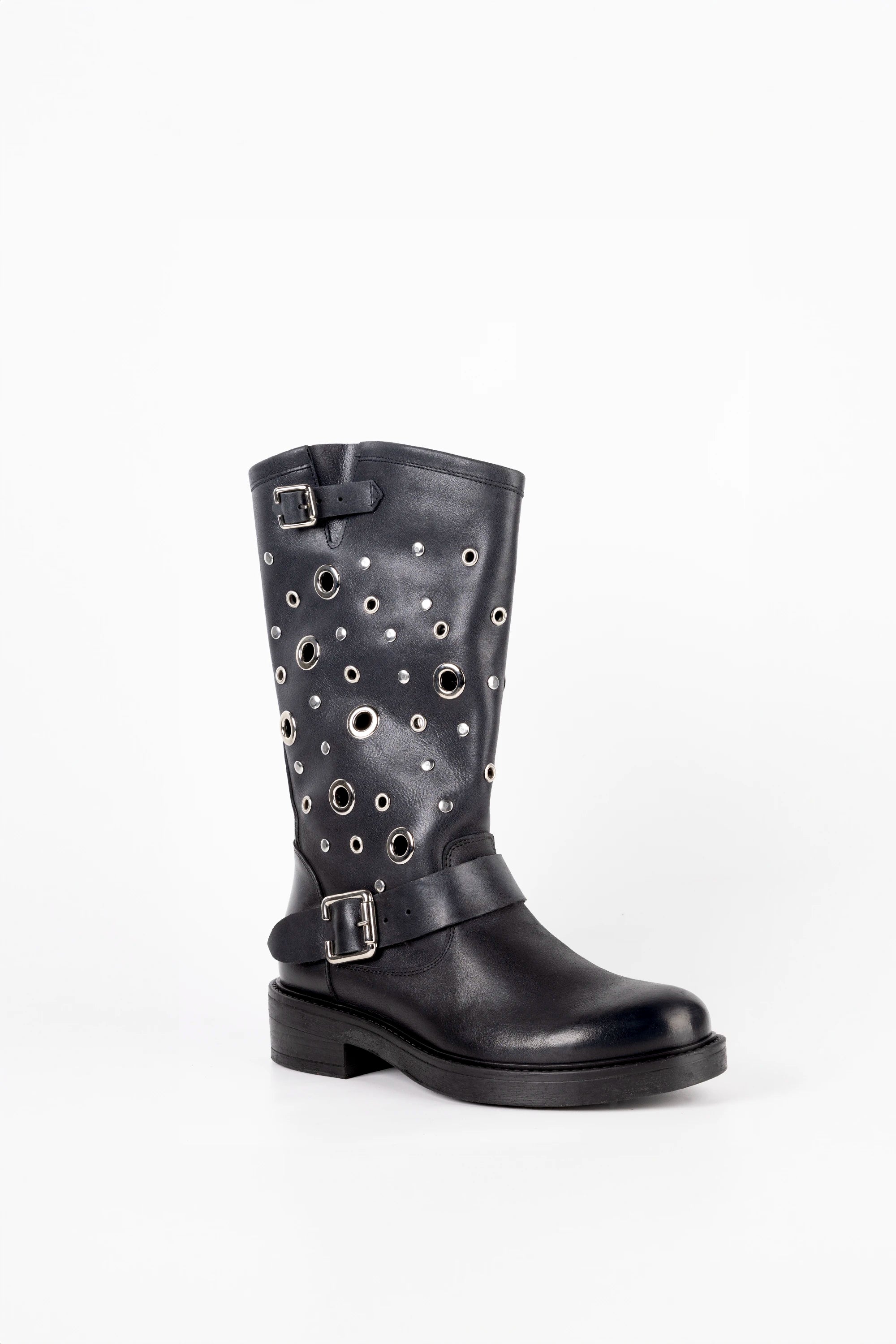 Stivale Biker in Vitello Nero - Blaze