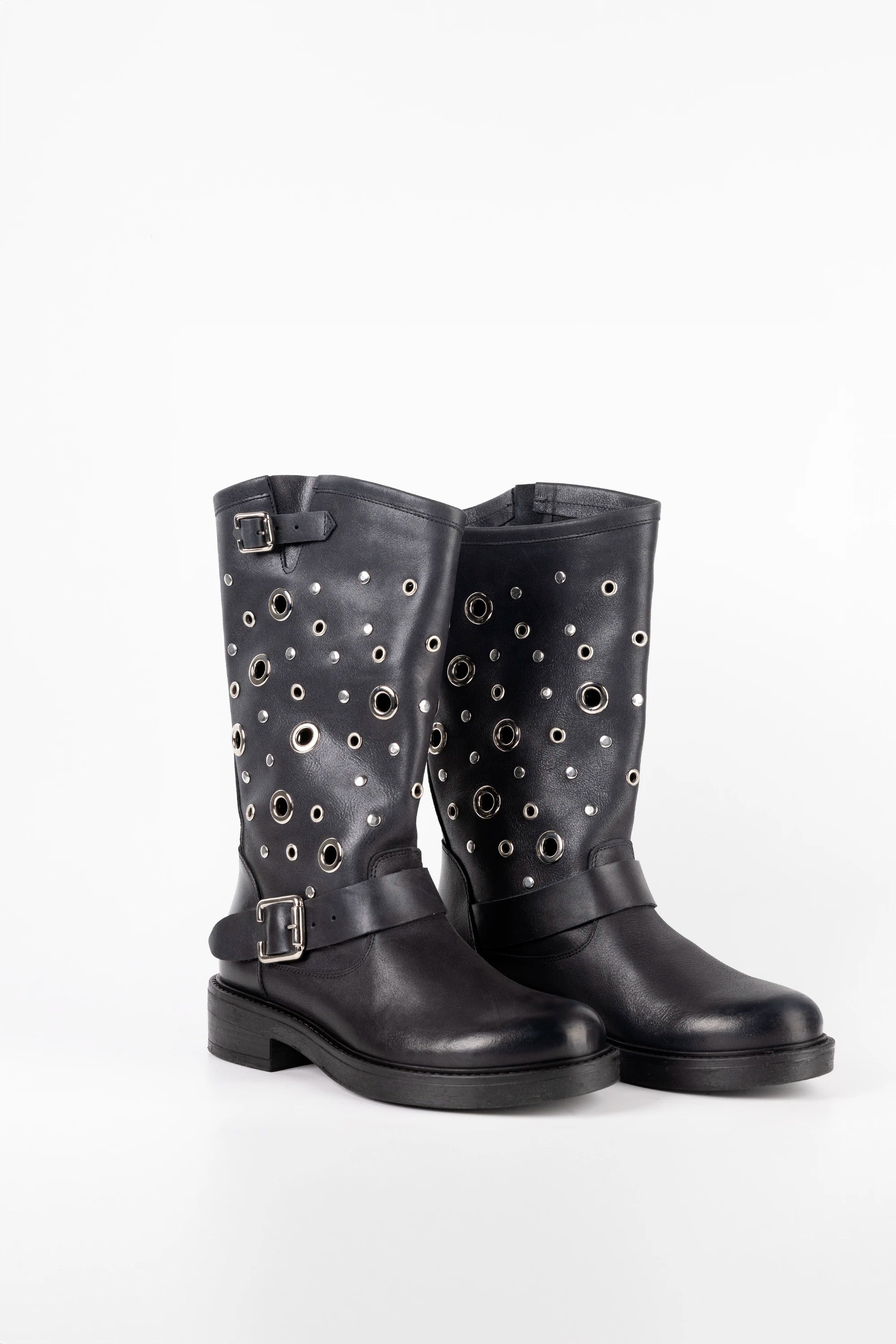 Stivale Biker in Vitello Nero - Blaze