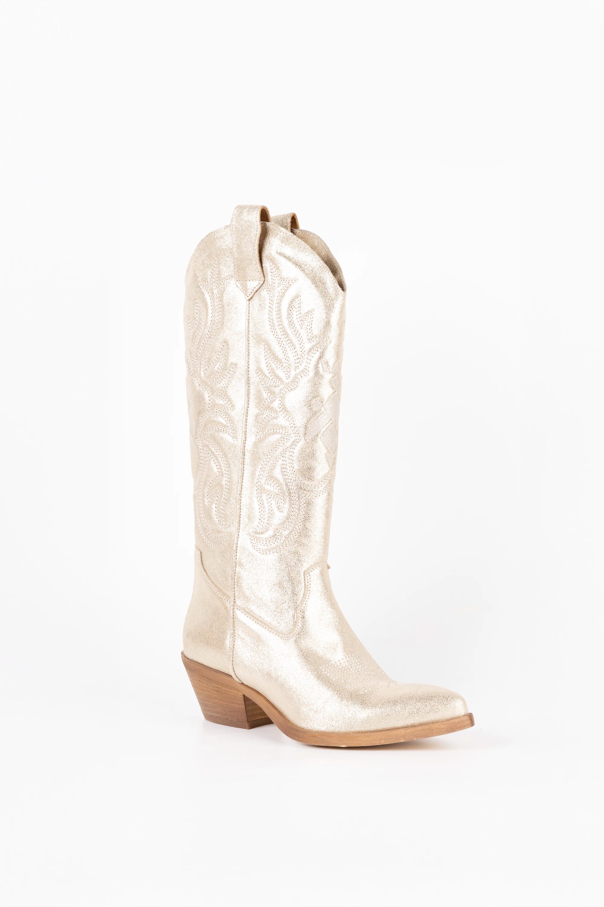 Stivale in Pelle Platino con Ricamo Rebelya - Roxane