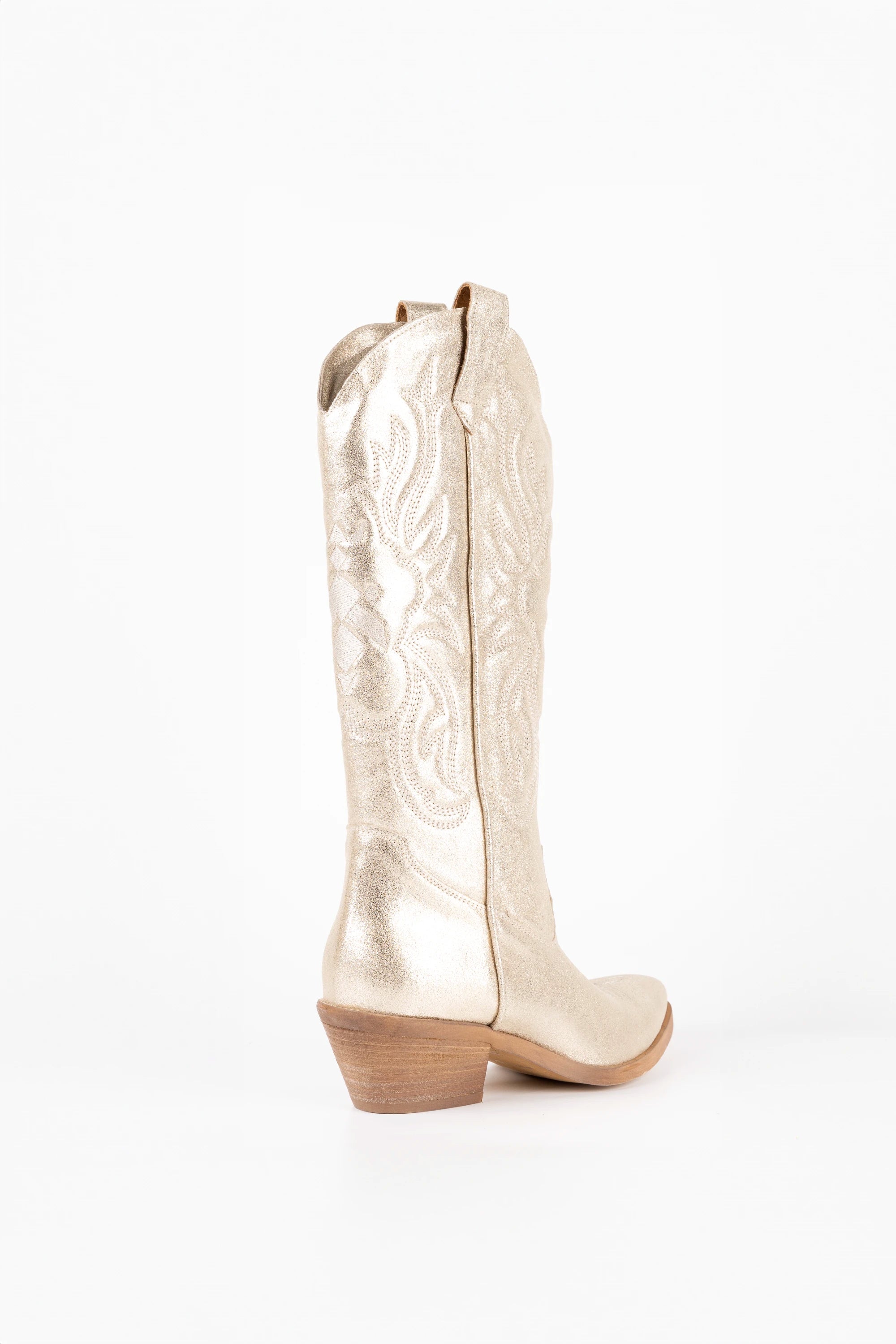 Stivale in Pelle Platino con Ricamo Rebelya - Roxane