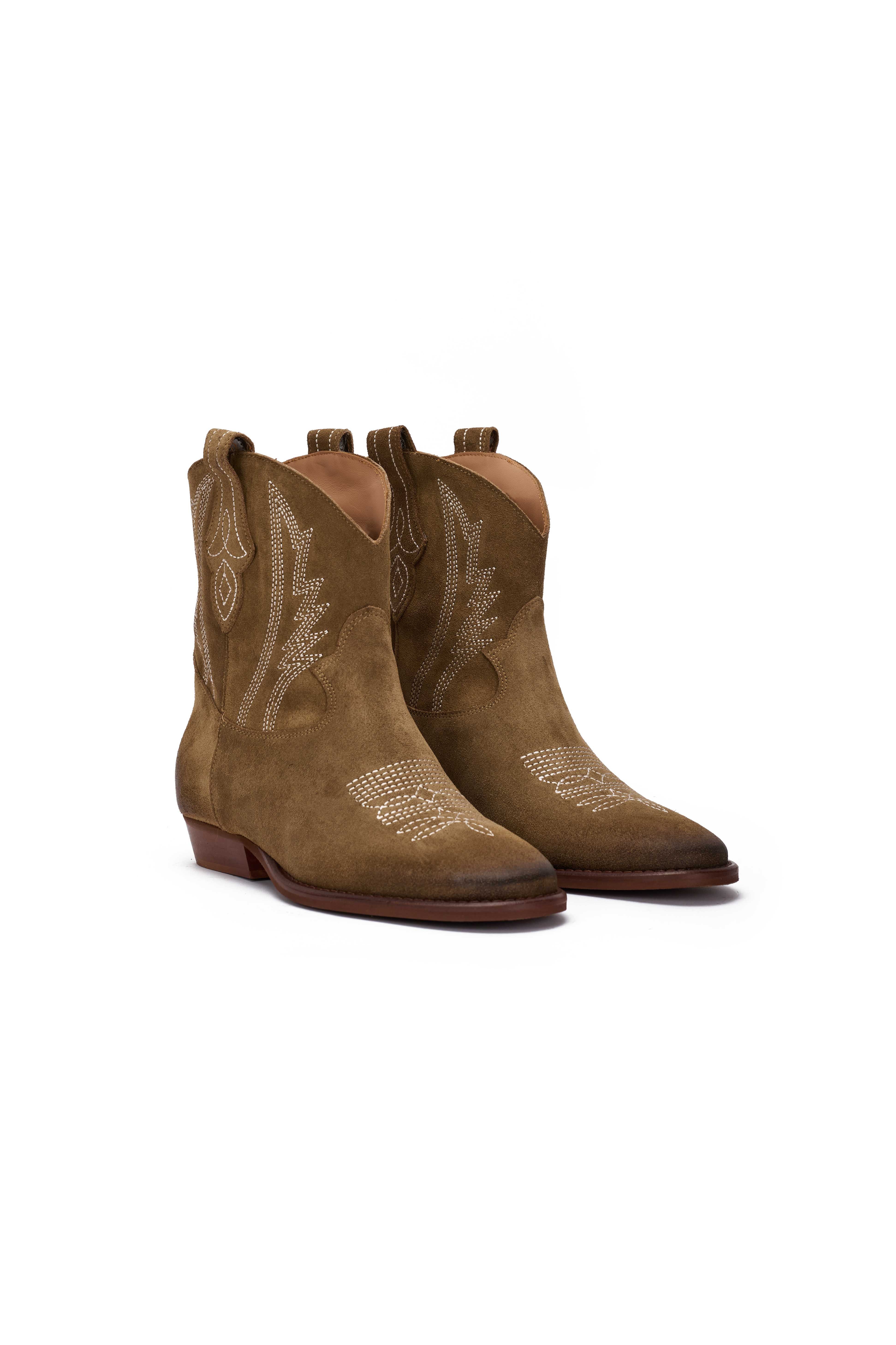 Stivaletto in Camoscio Deserto con Ricamo Beige - Desya