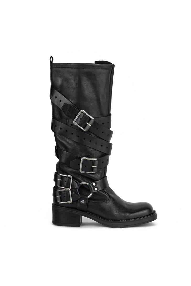 Stivale Biker  in Vacchetta Toscana Nero - Ryder