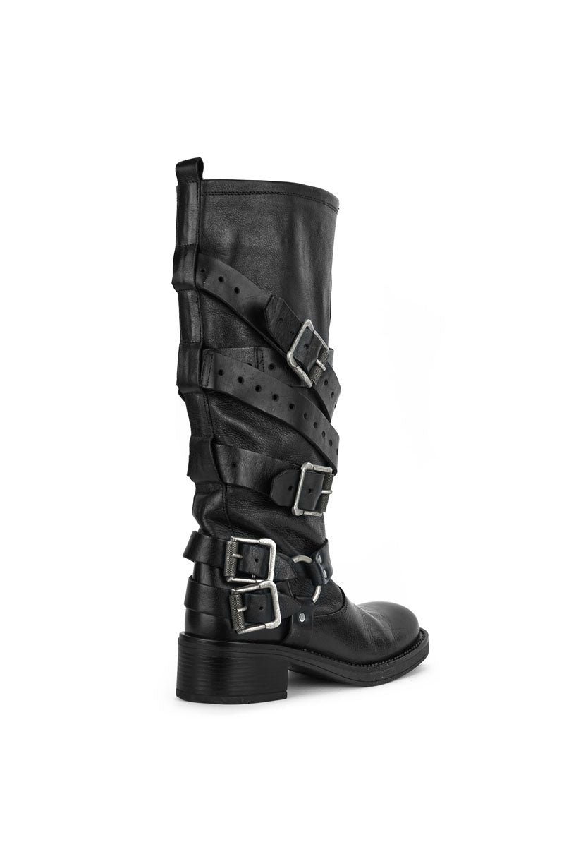 Stivale Biker  in Vacchetta Toscana Nero - Ryder