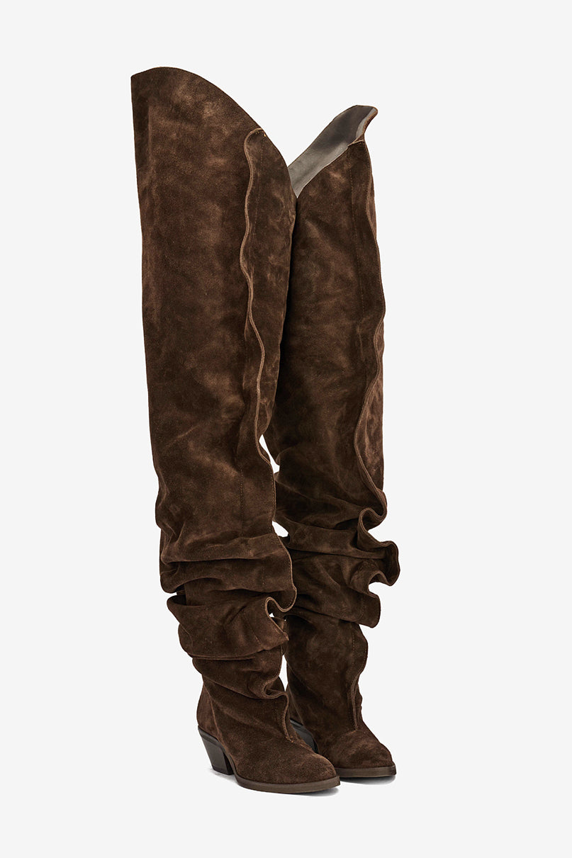 Stivale in Camoscio Castagna - India