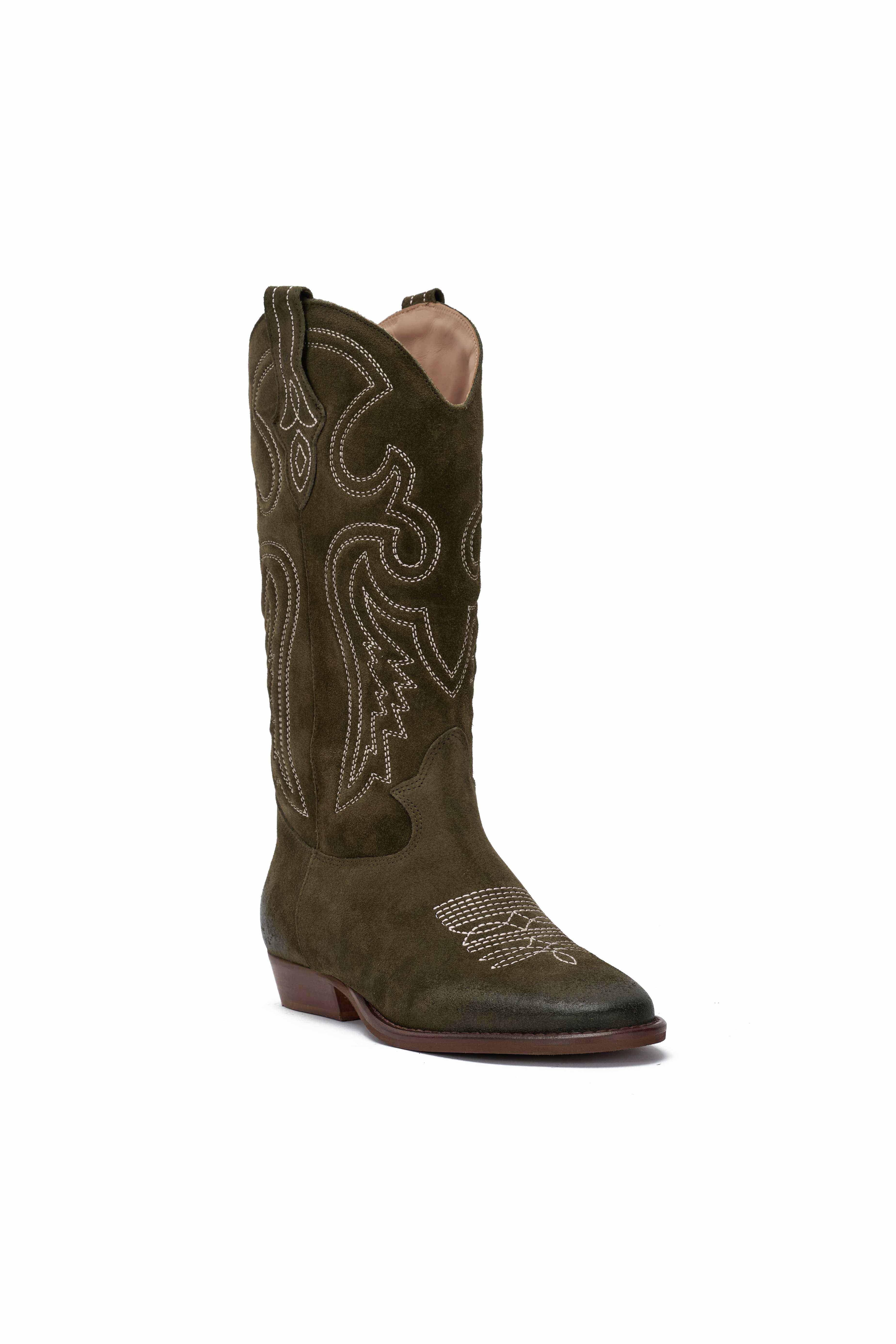 Stivale Camoscio Forest con Ricamo Beige - Durango