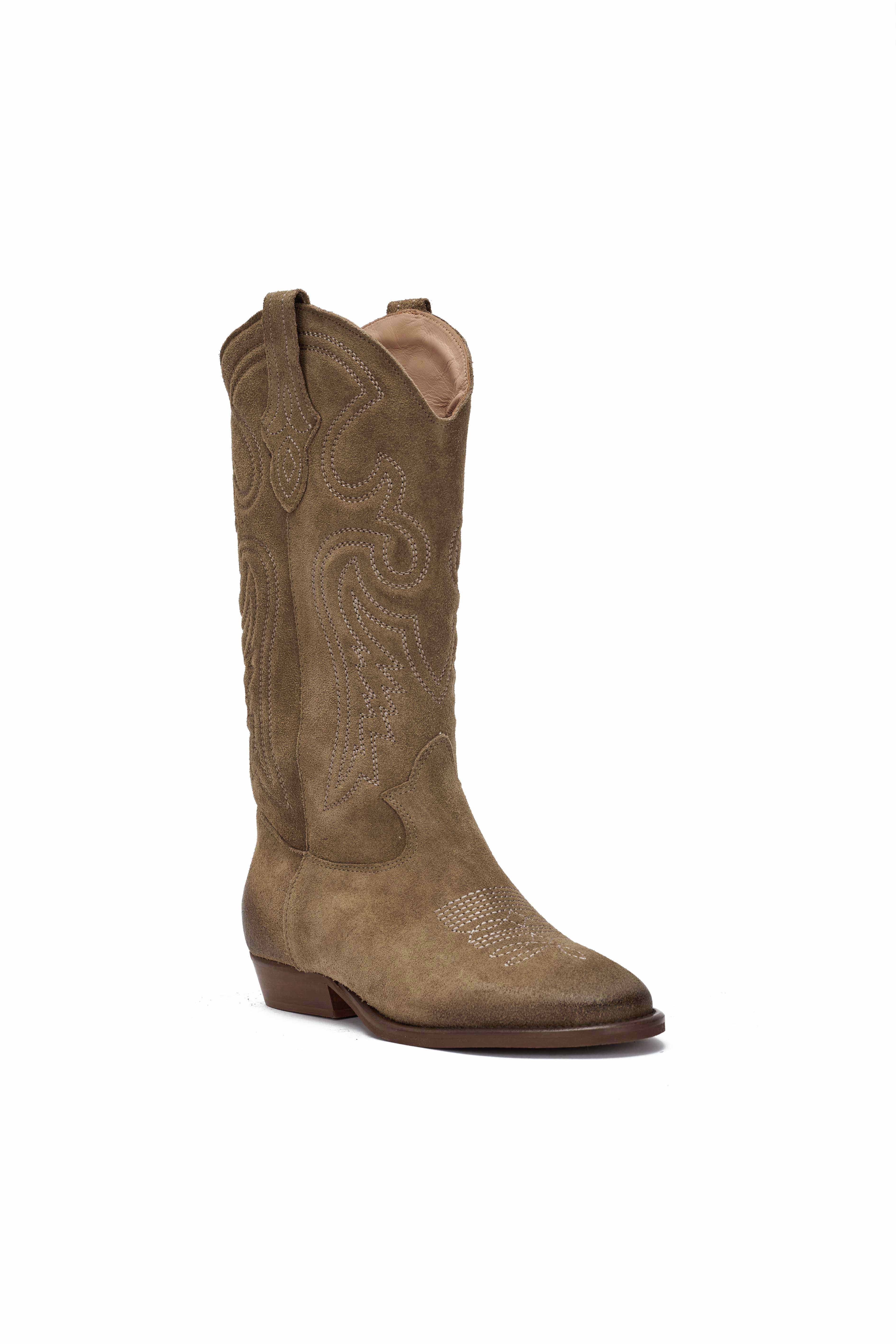 Stivale Camoscio Deserto con Ricamo Beige - Durango