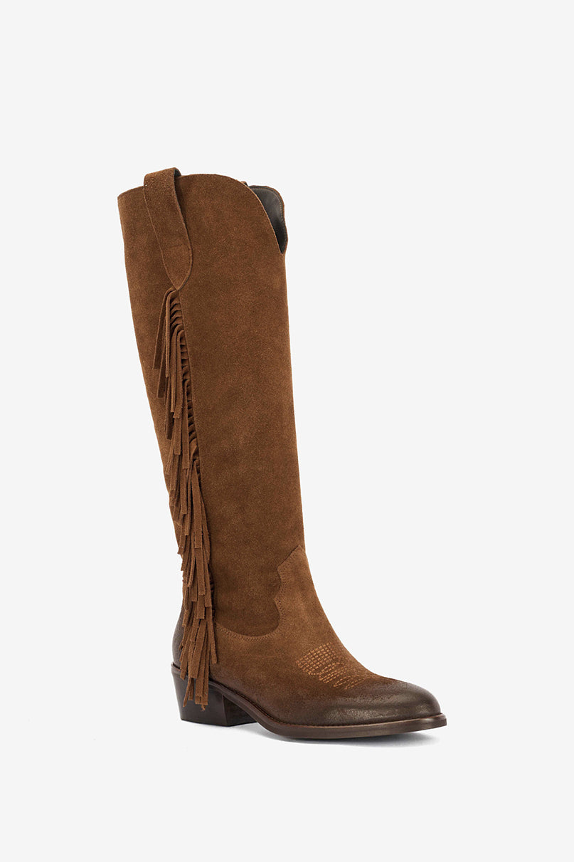 Stivale in Camoscio Tabacco e Frange - Savannah