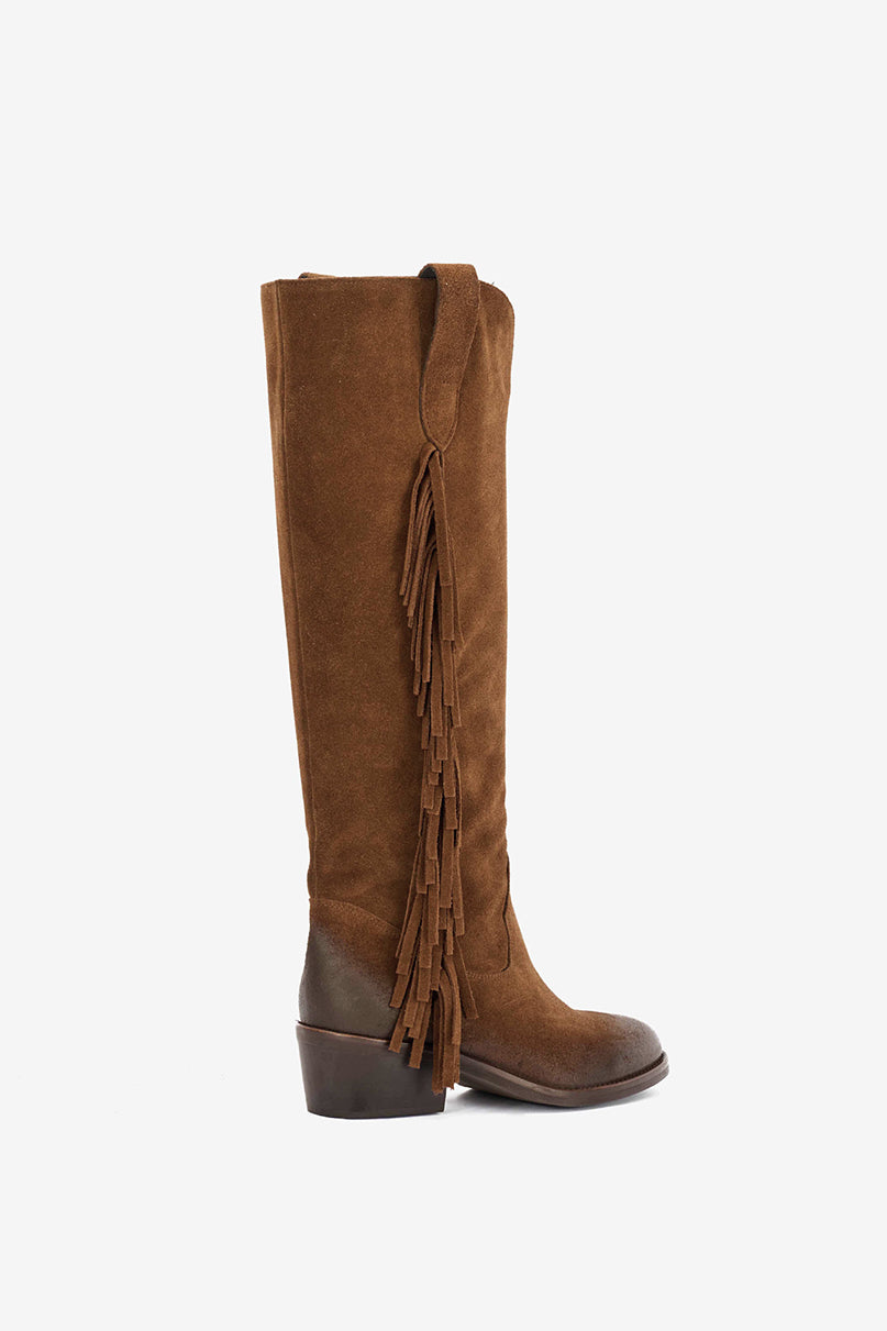 Stivale in Camoscio Tabacco e Frange - Savannah