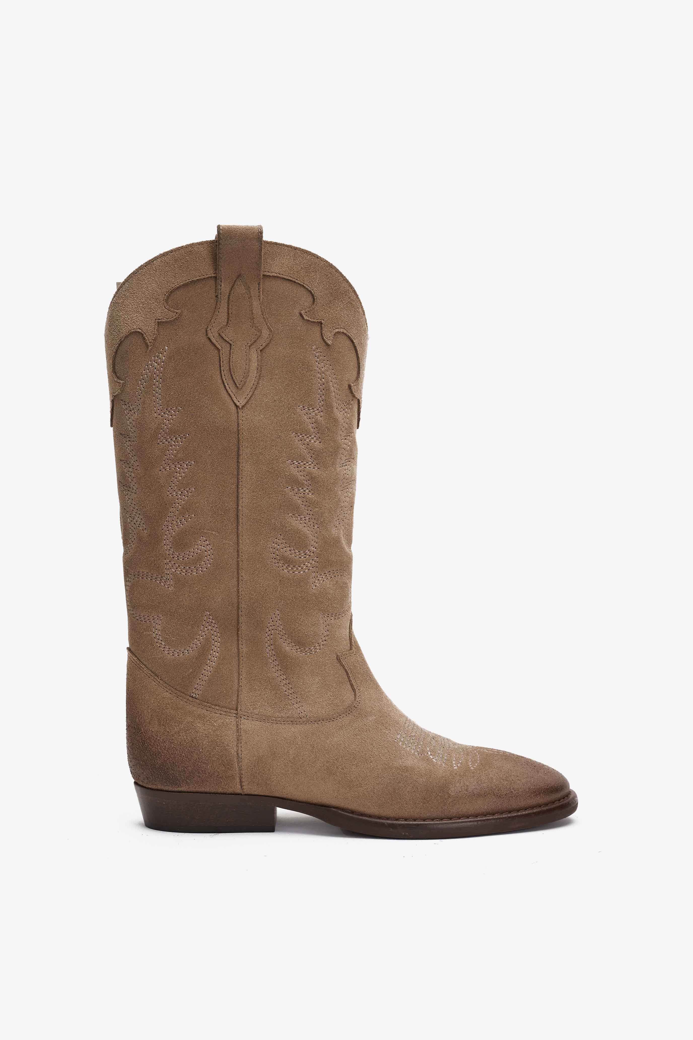 Stivale in Camoscio Deserto con Ricamo - Selene